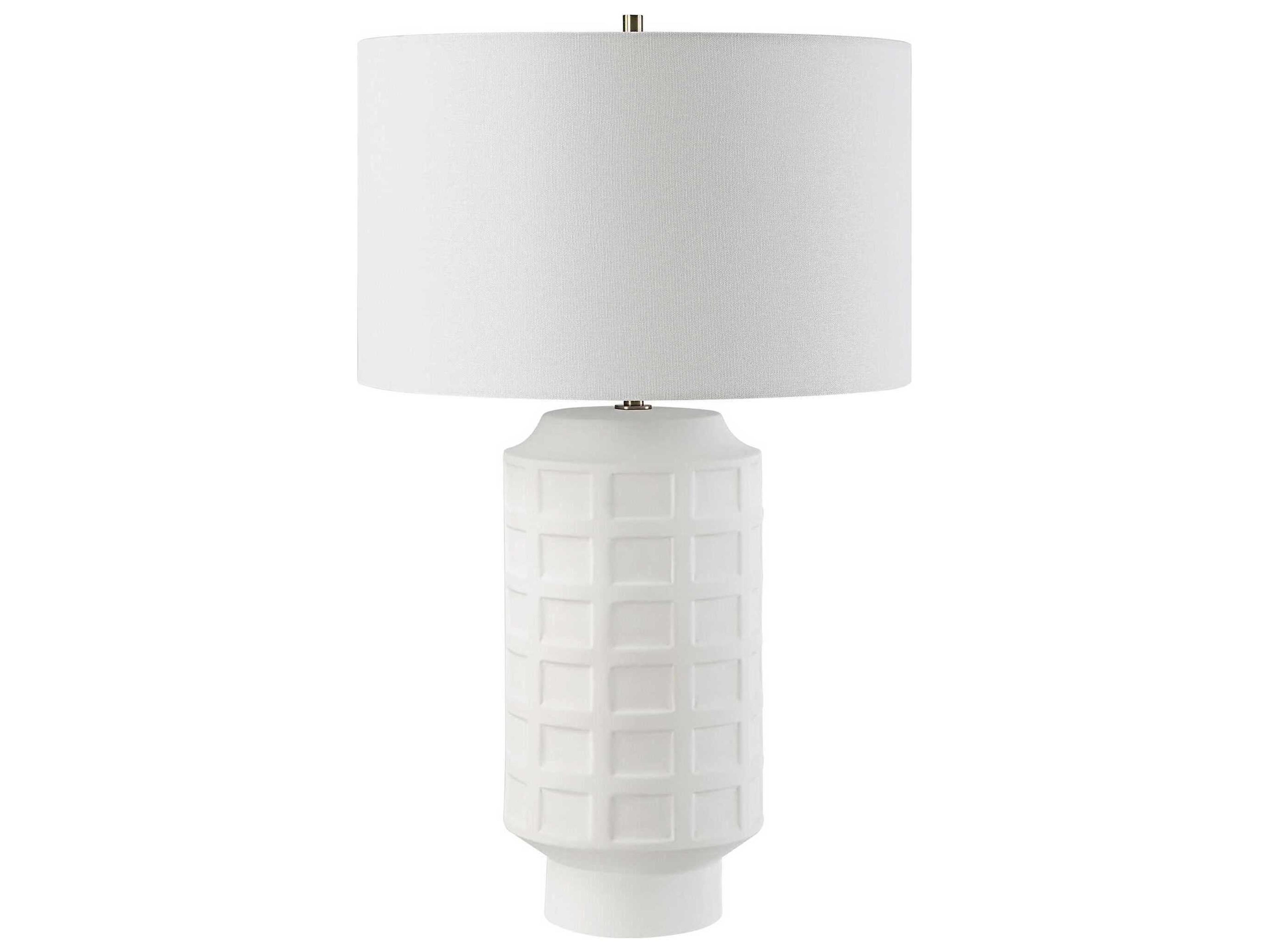 Uttermost Window White Round Drum Hardback Buffet Lamp