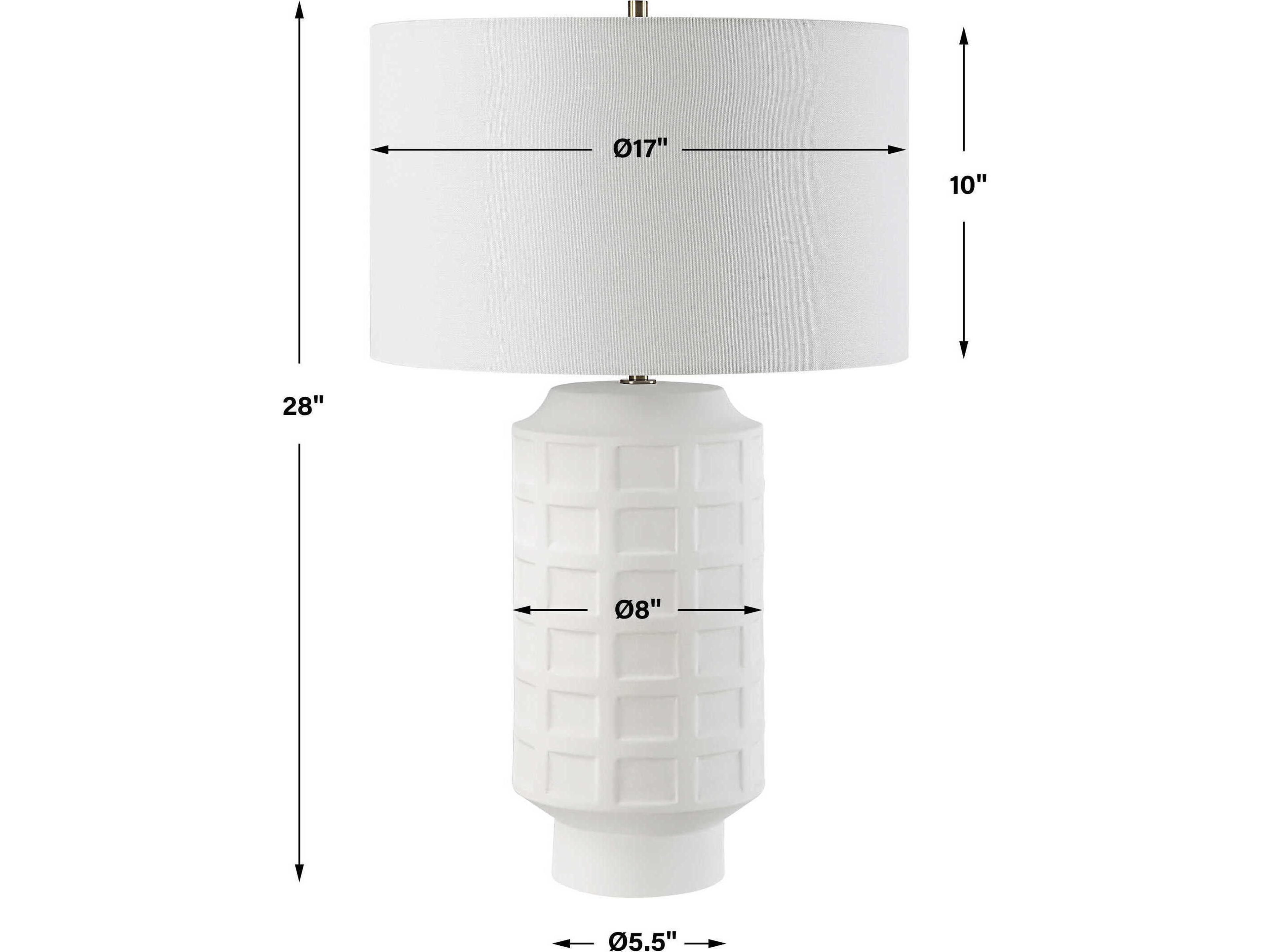 Uttermost Window White Round Drum Hardback Buffet Lamp