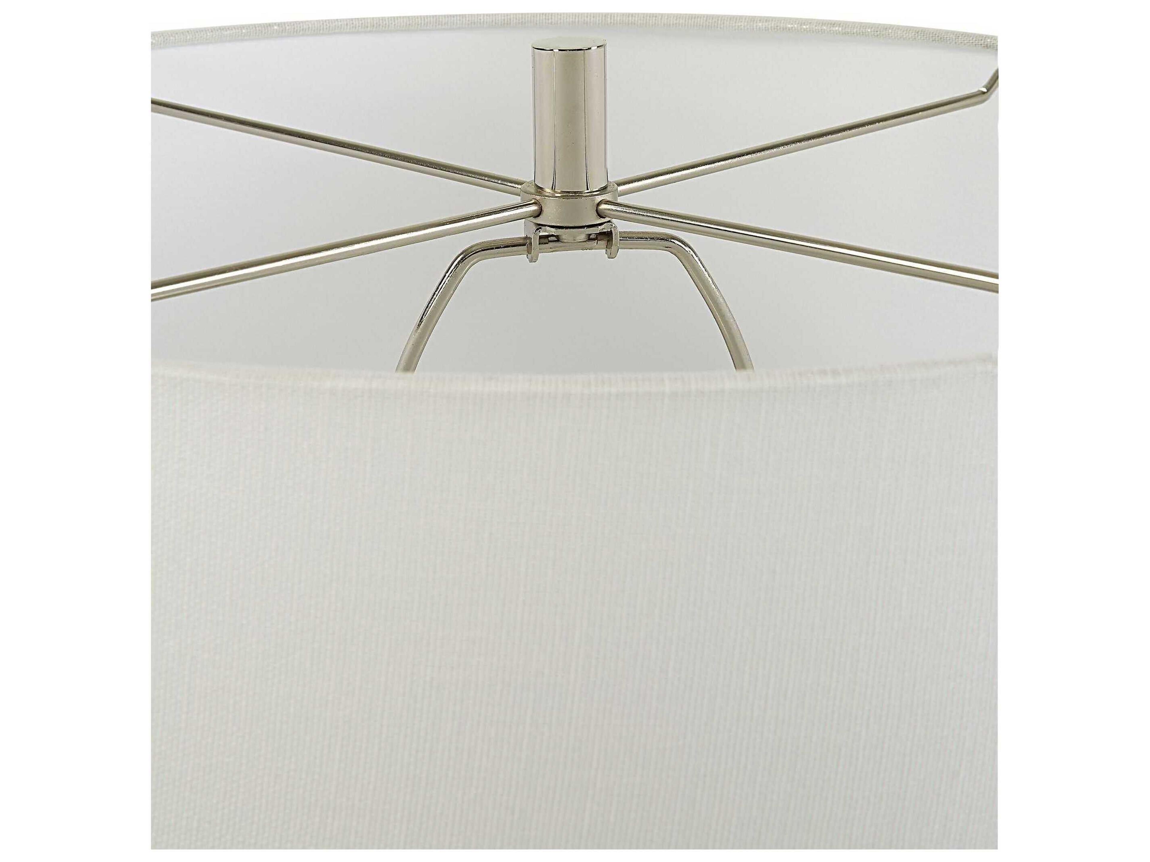 Uttermost Twisted Swirl Chalk White Glaze Round Hardback Buffet Lamp