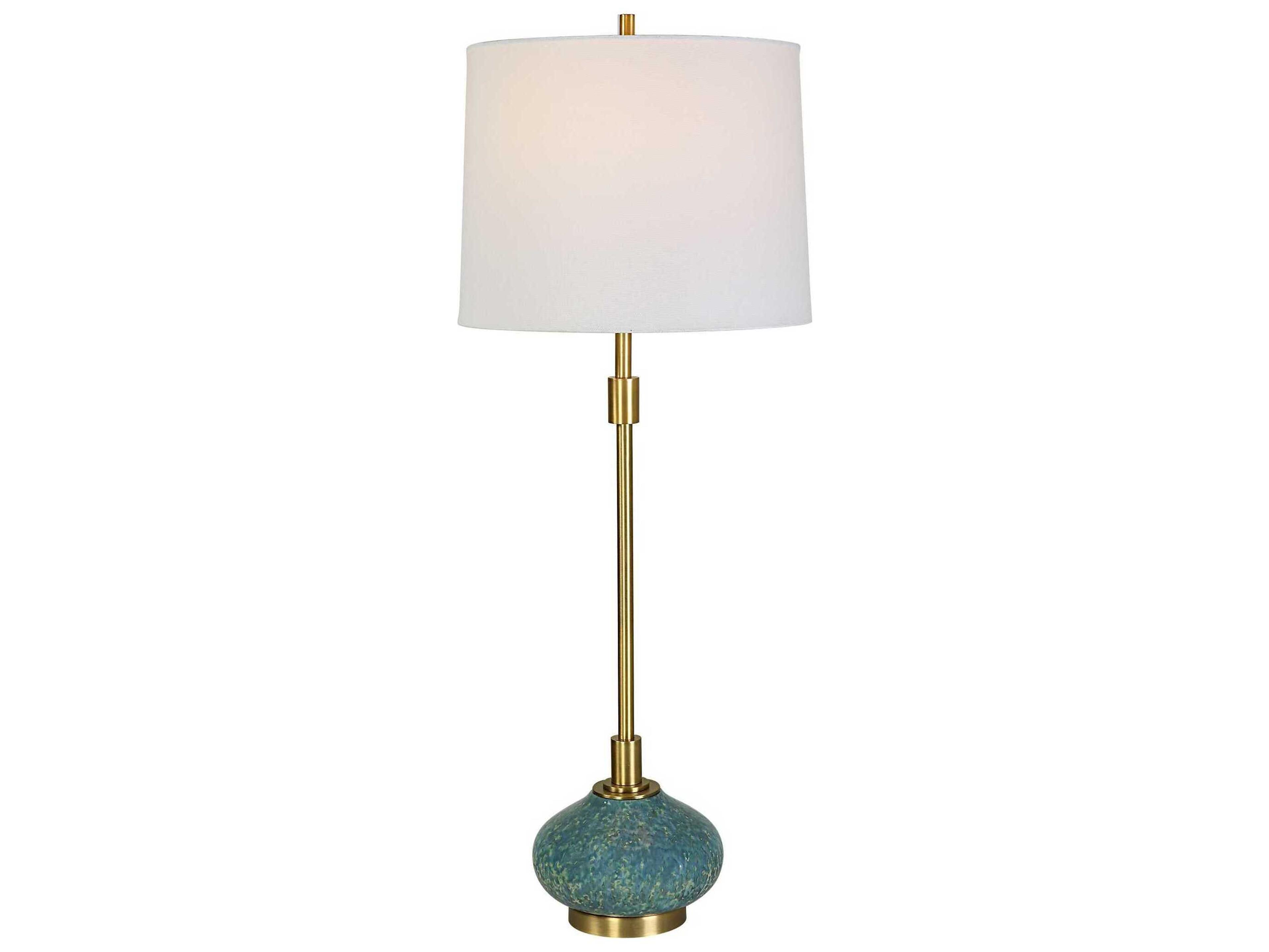 Uttermost Kaimana Aged Blue Round Hardback Buffet Lamp