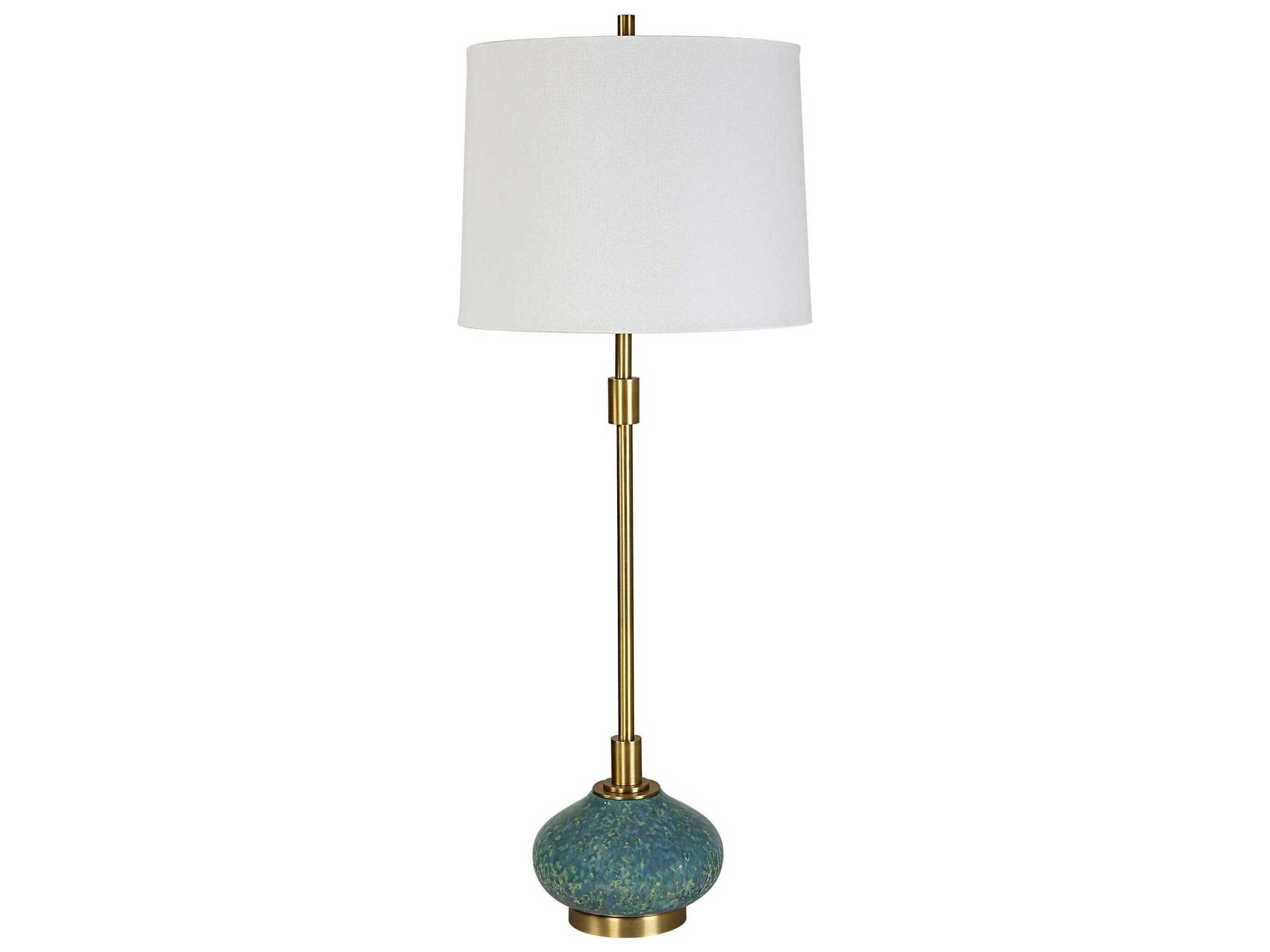 Uttermost Kaimana Aged Blue Round Hardback Buffet Lamp