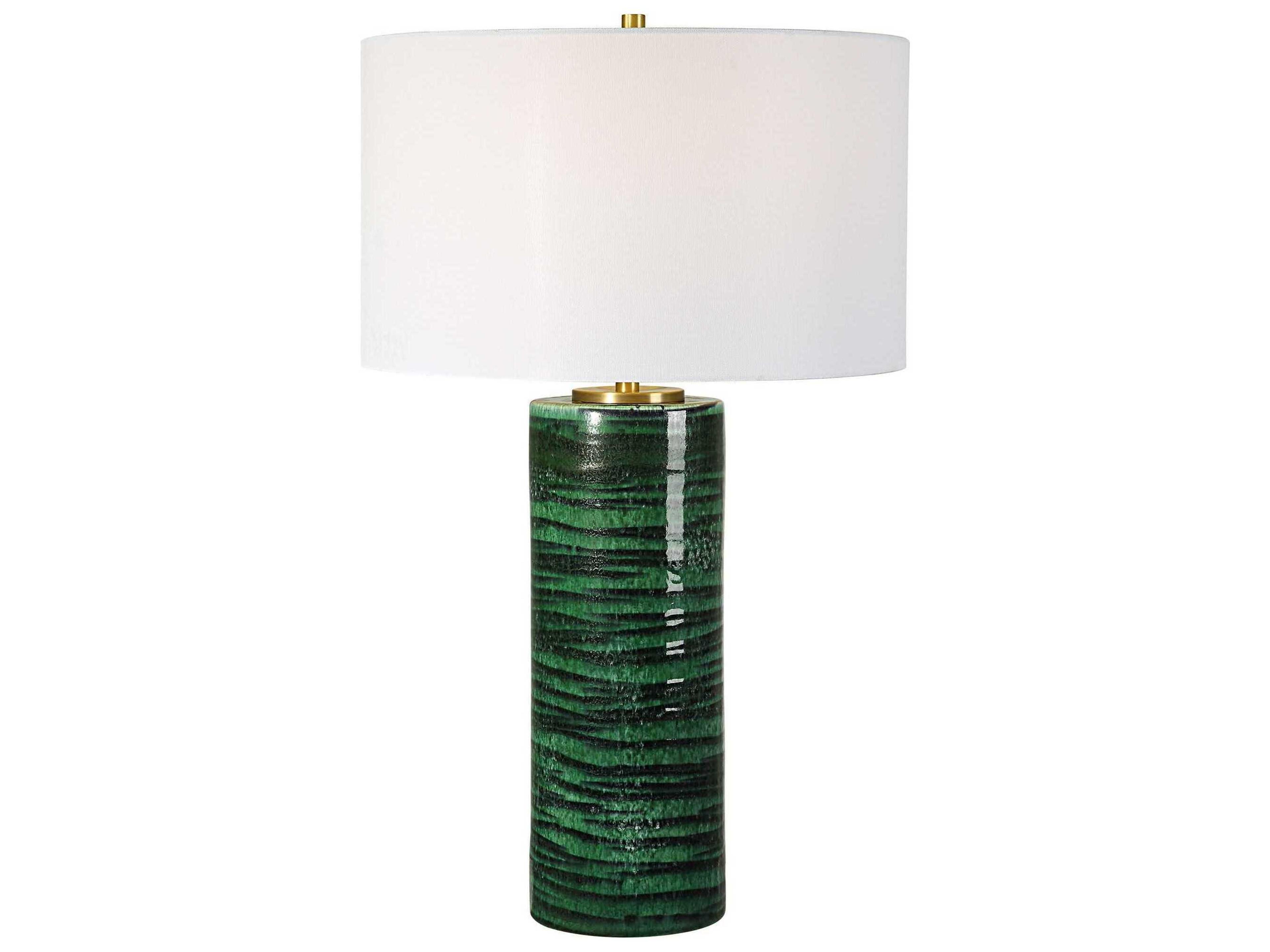 Uttermost Galeno Emerald Green Round Drum Hardback Buffet Lamp