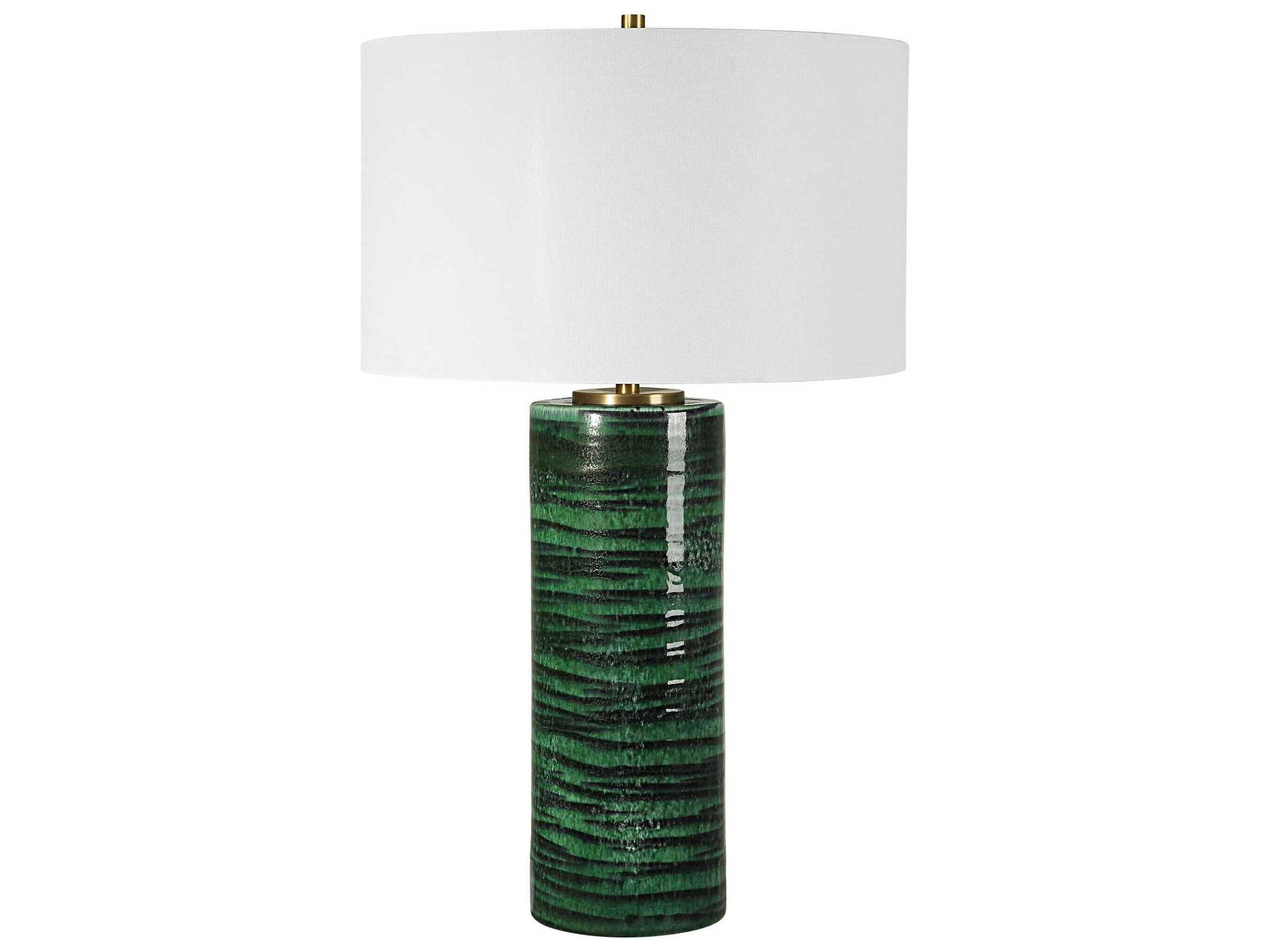 Uttermost Galeno Emerald Green Round Drum Hardback Buffet Lamp