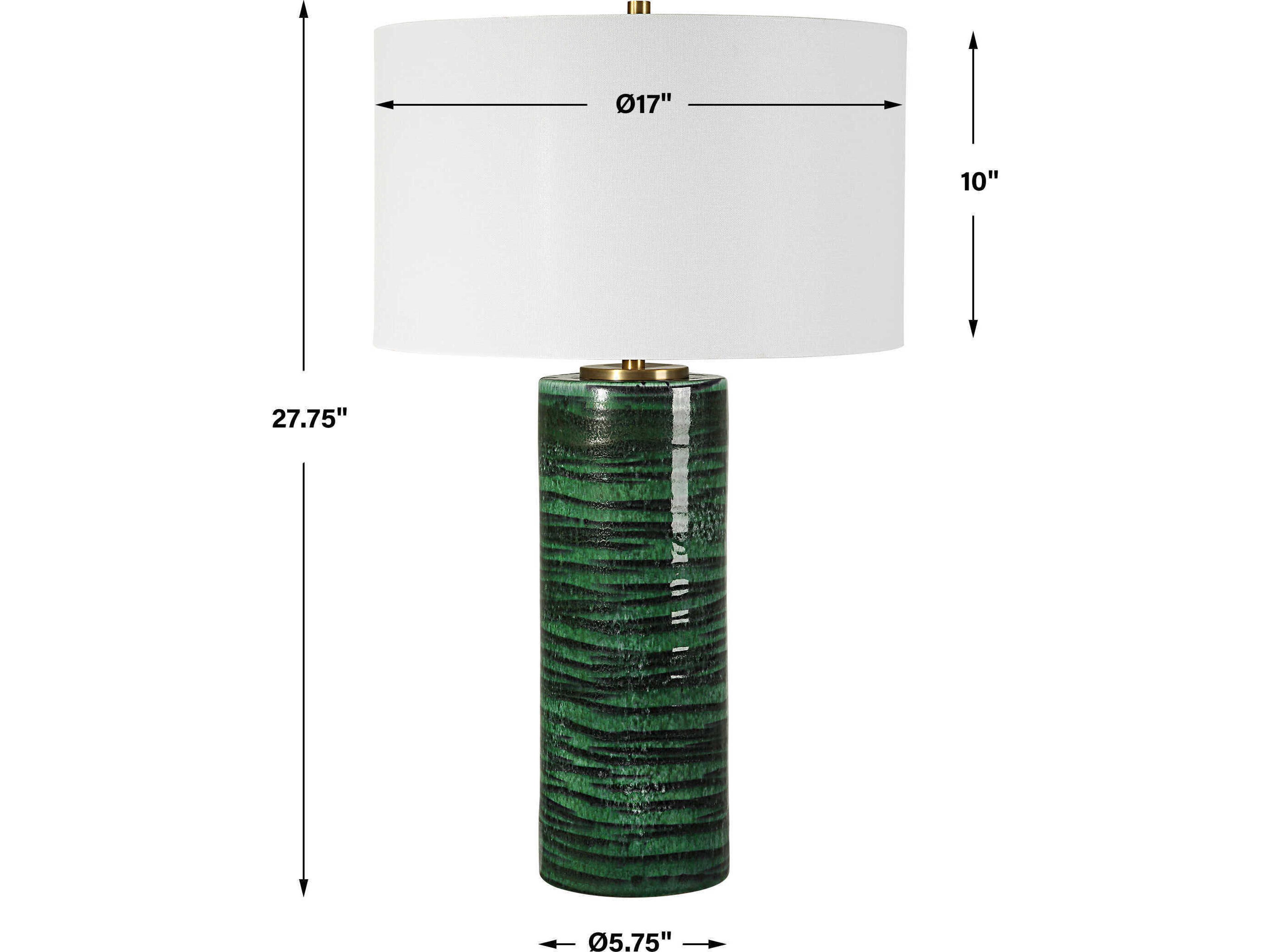Uttermost Galeno Emerald Green Round Drum Hardback Buffet Lamp