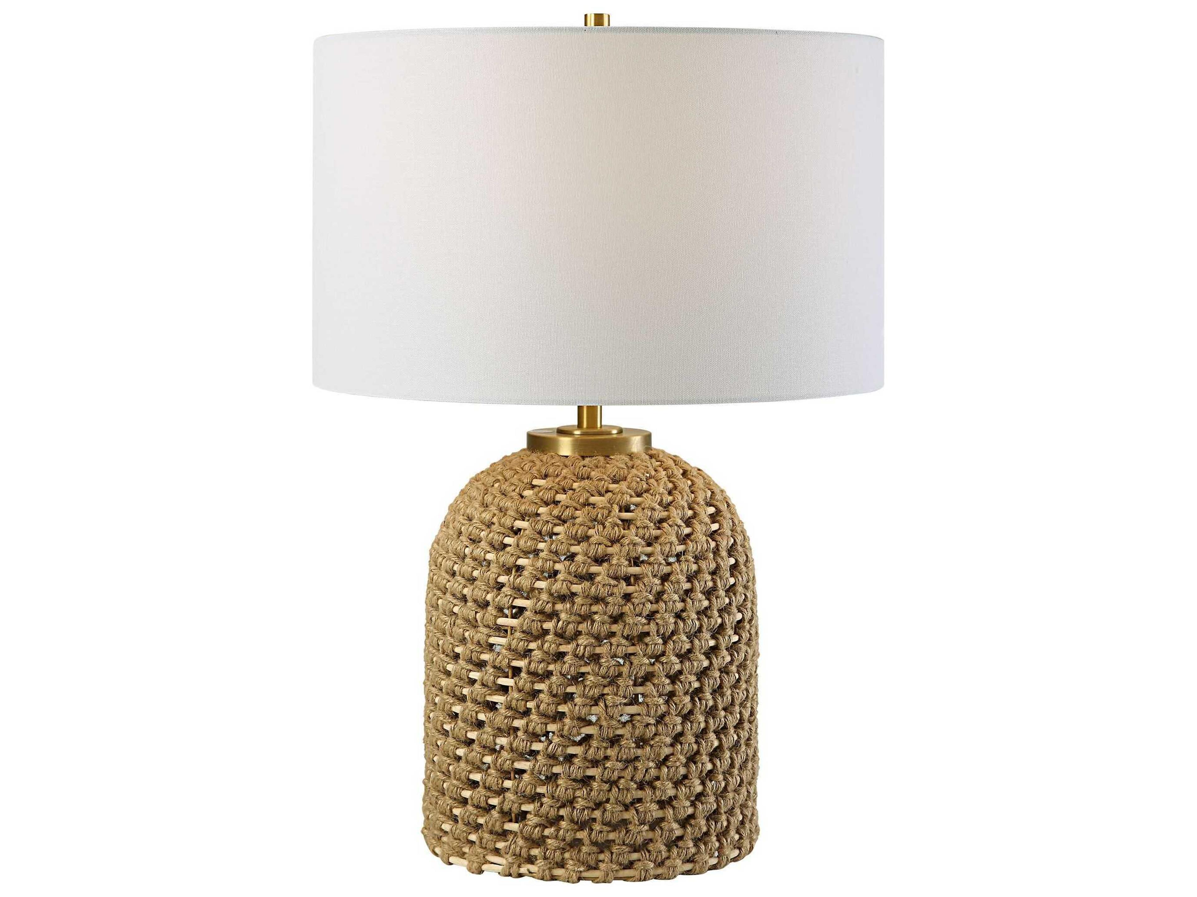 Kendari Natural Round Drum Hardback Brown Table Lamp
