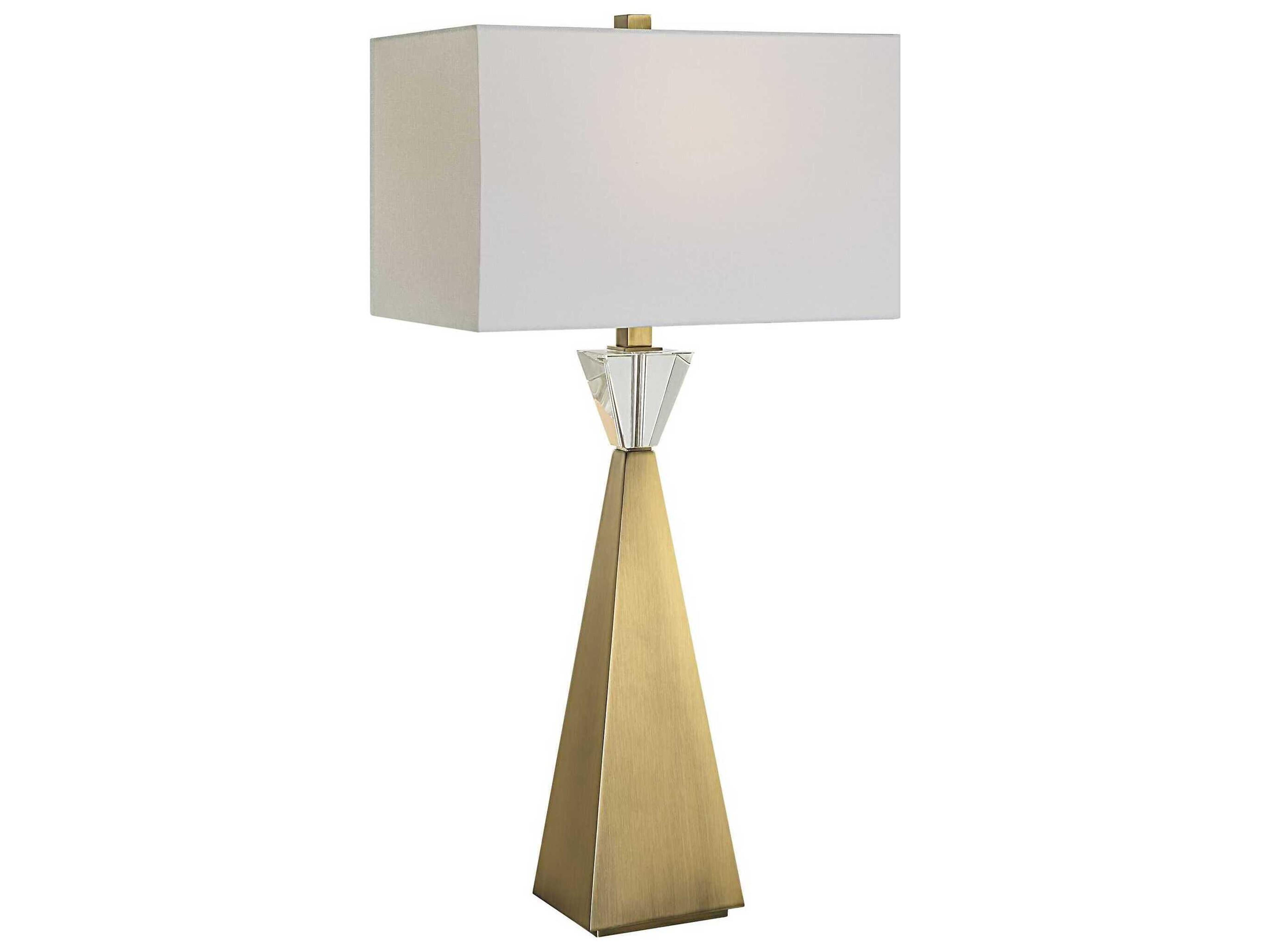 Uttermost Arete Antique Brass Rectangle Drum Shade Buffet Lamp