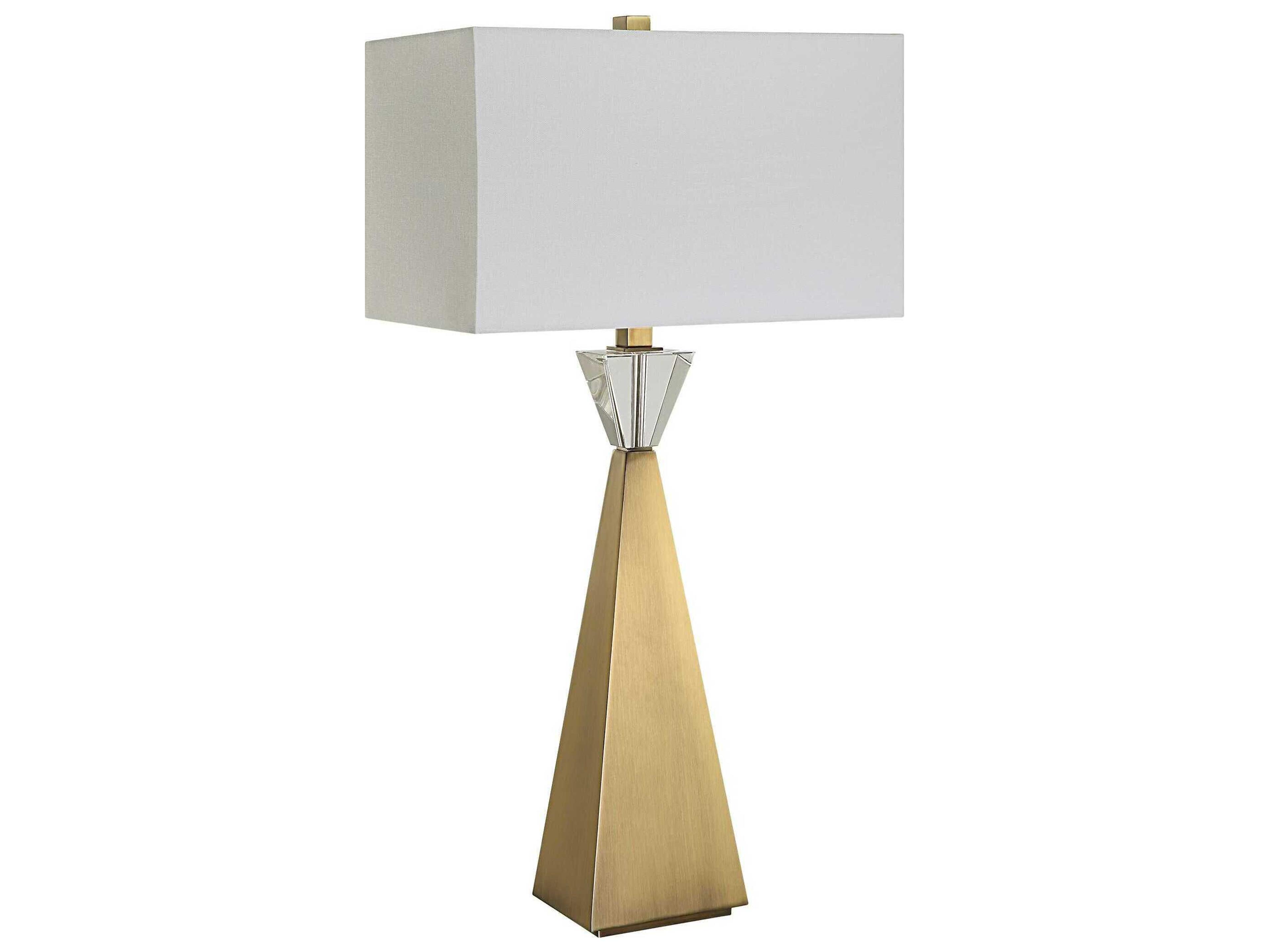 Uttermost Arete Antique Brass Rectangle Drum Shade Buffet Lamp