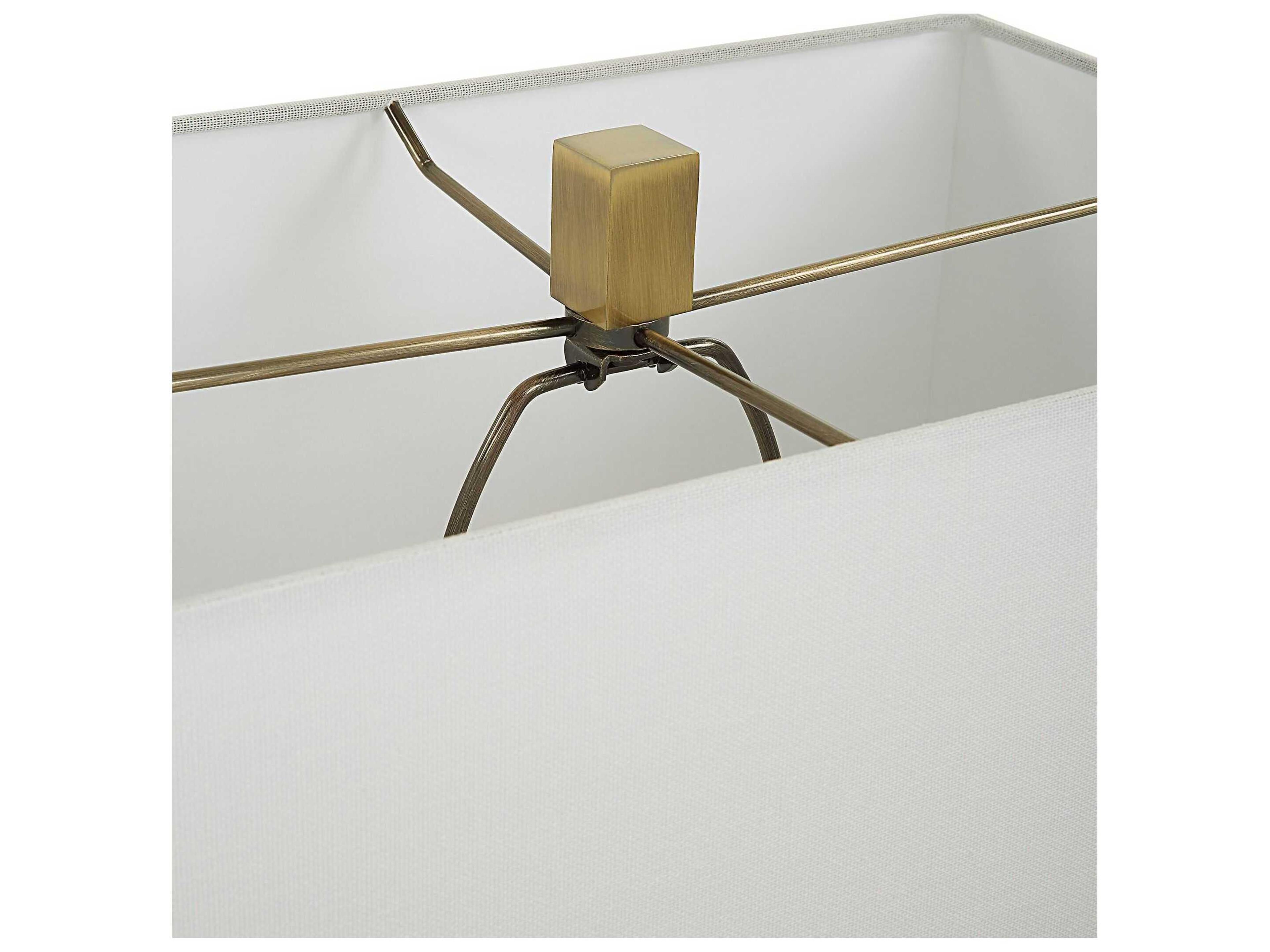 Uttermost Arete Antique Brass Rectangle Drum Shade Buffet Lamp