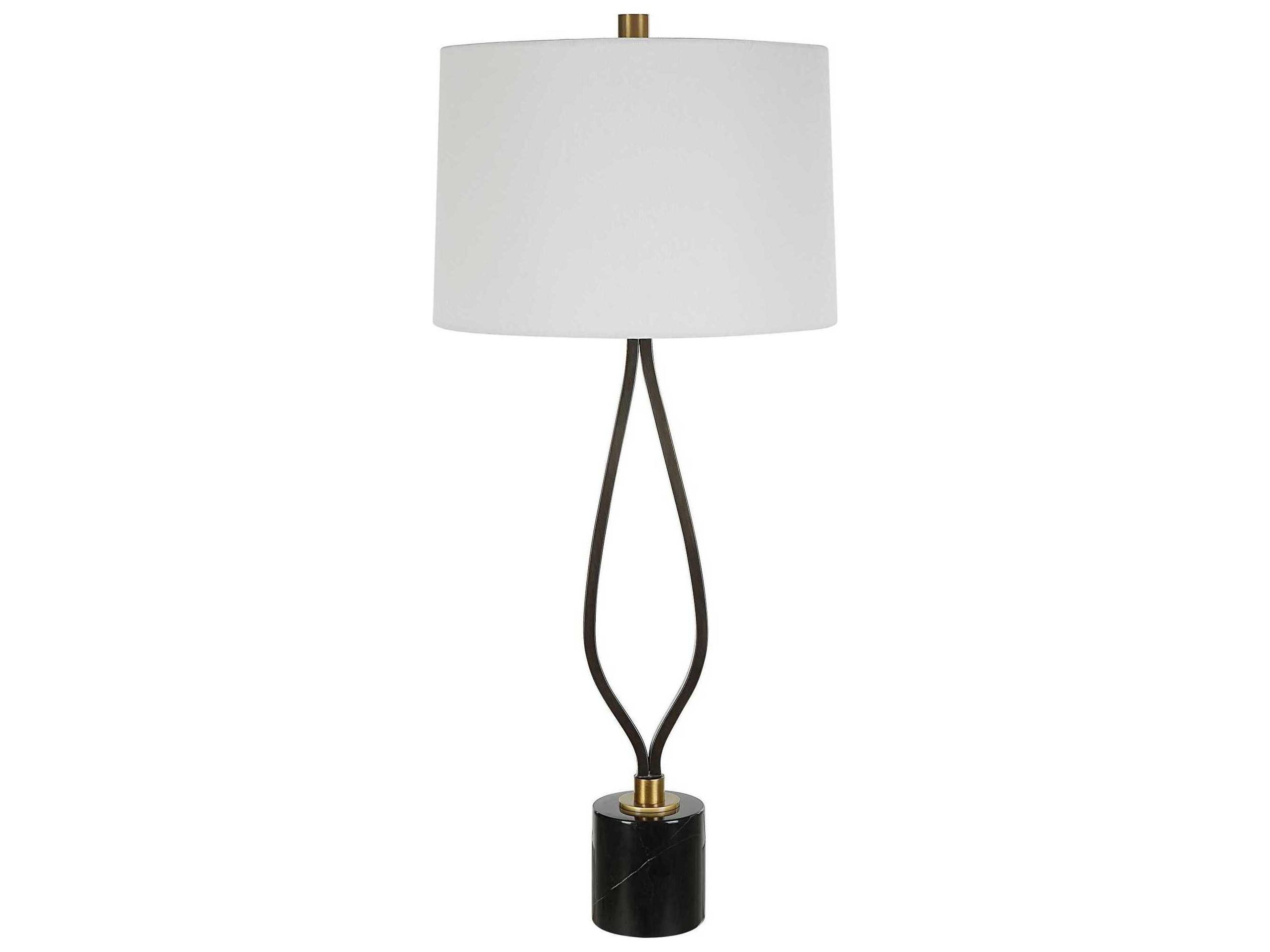 Uttermost Separate Rustic Black Round Hardback Shade Buffet Lamp