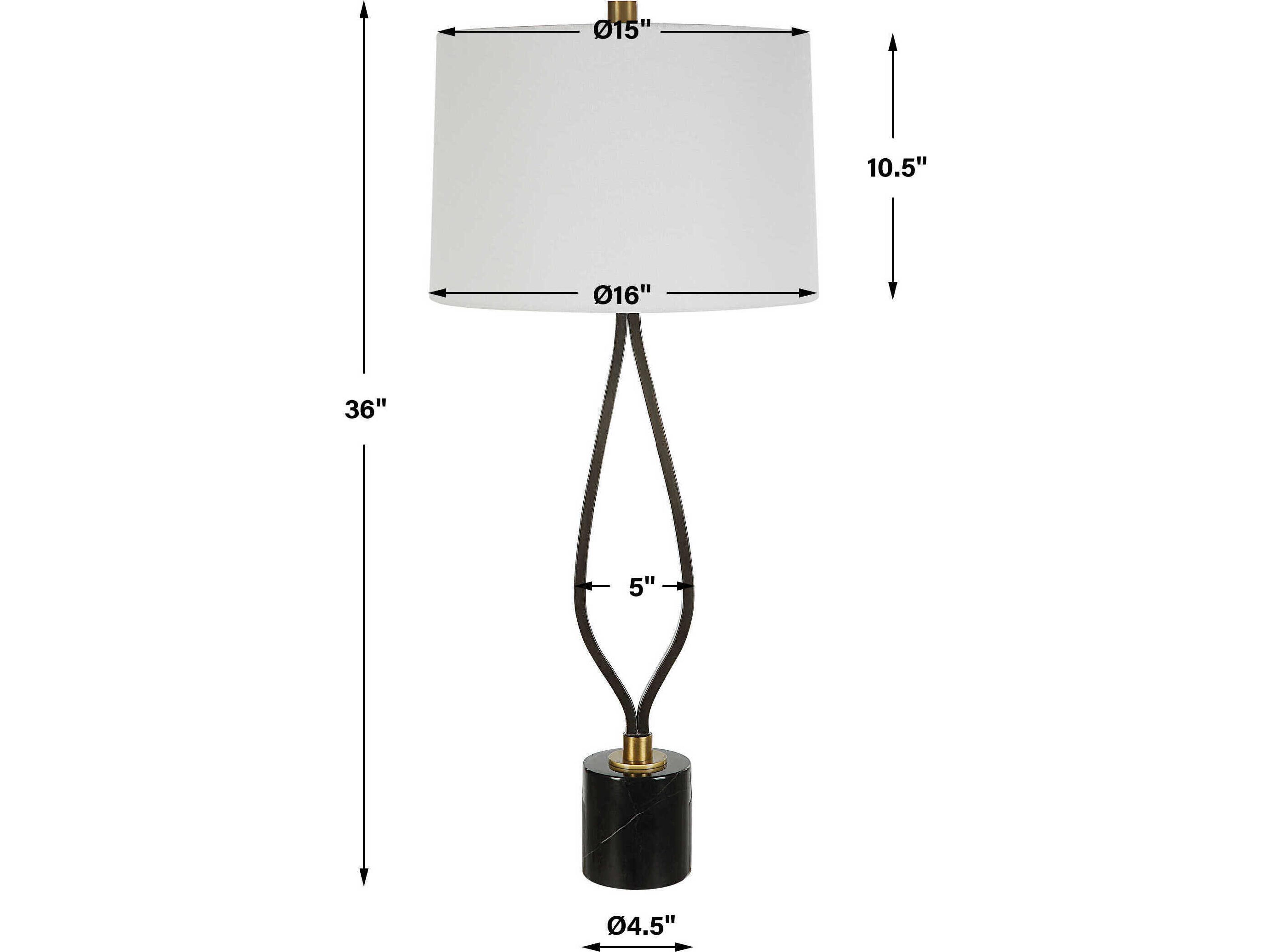 Uttermost Separate Rustic Black Round Hardback Shade Buffet Lamp