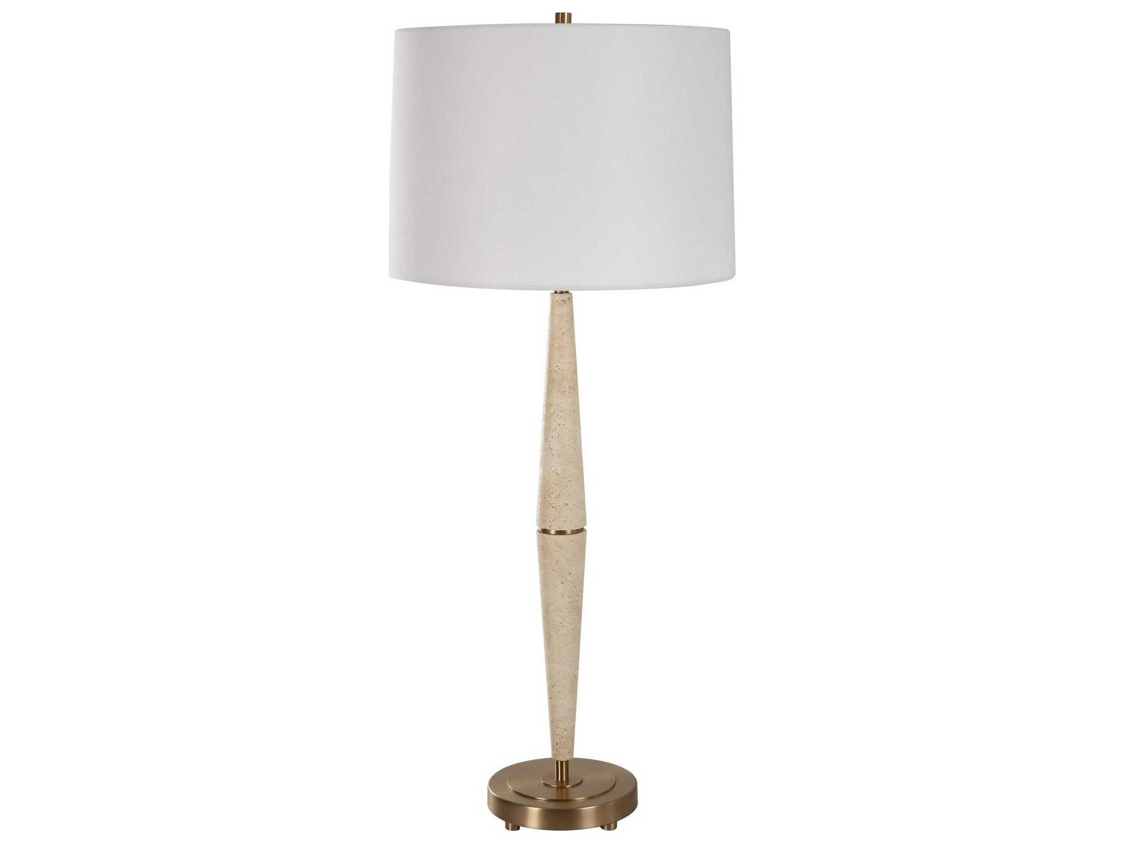 Uttermost Palu Brushed Brass Round Hardback Shade Buffet Lamp