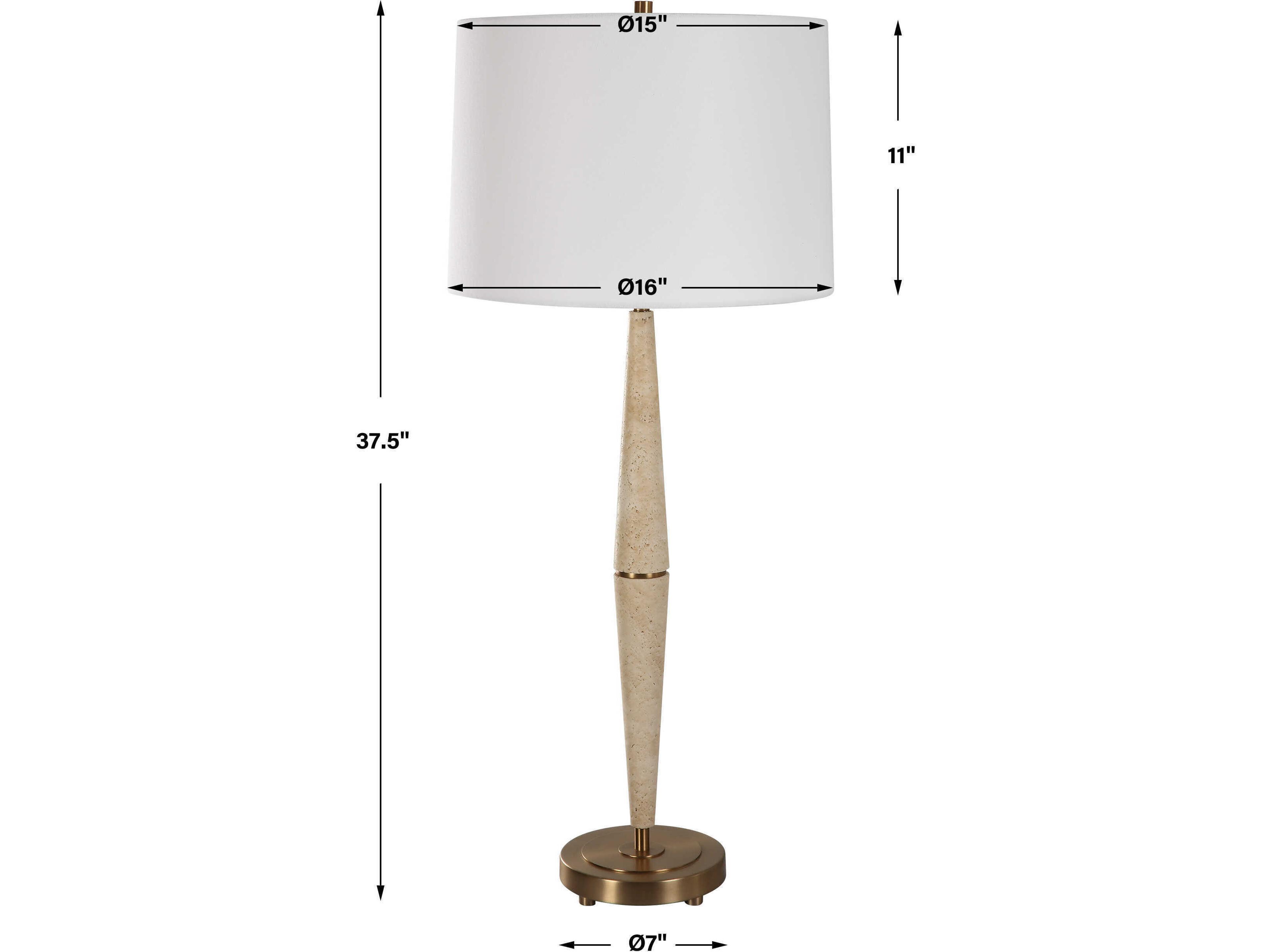 Uttermost Palu Brushed Brass Round Hardback Shade Buffet Lamp