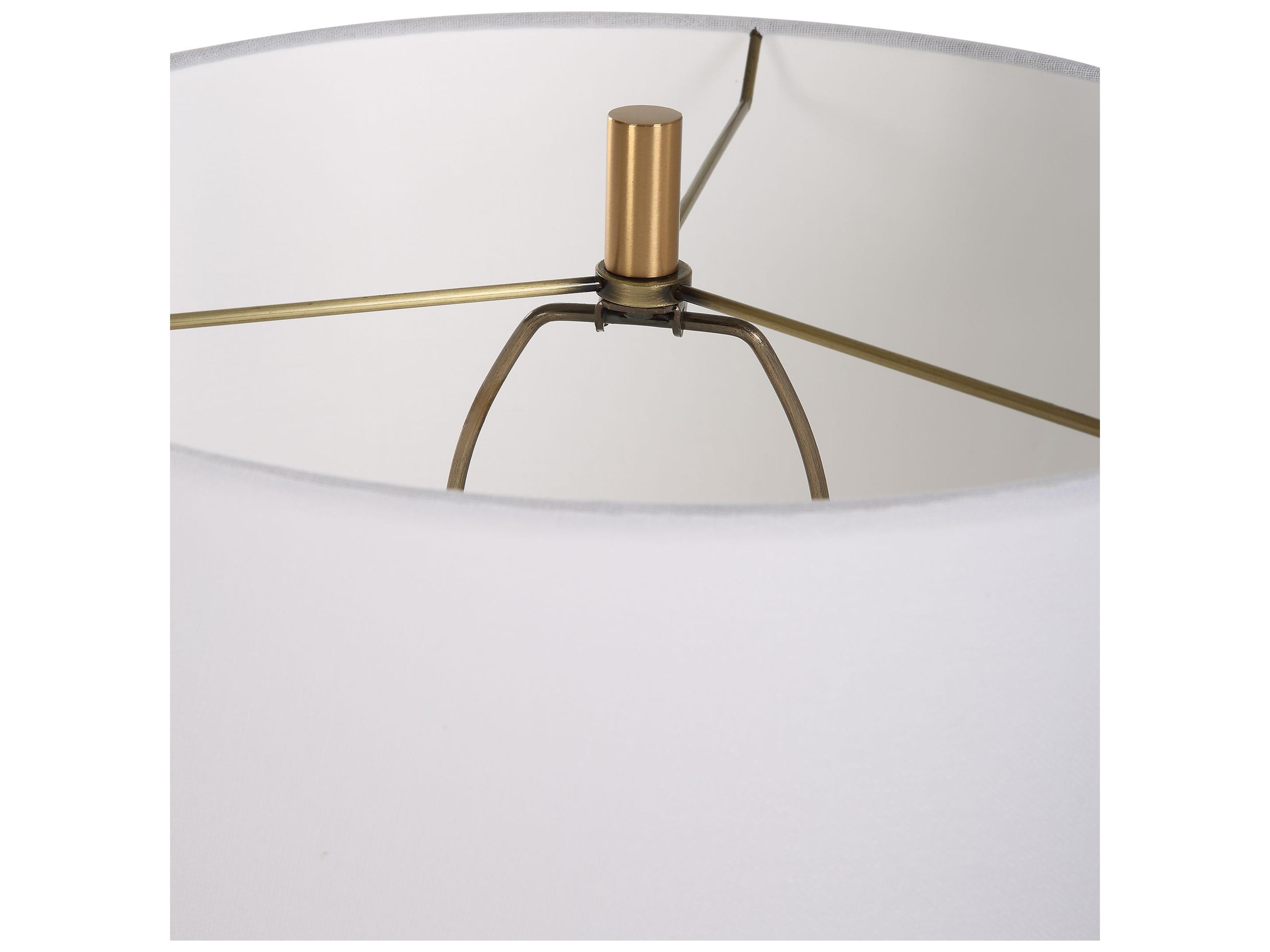 Uttermost Palu Brushed Brass Round Hardback Shade Buffet Lamp