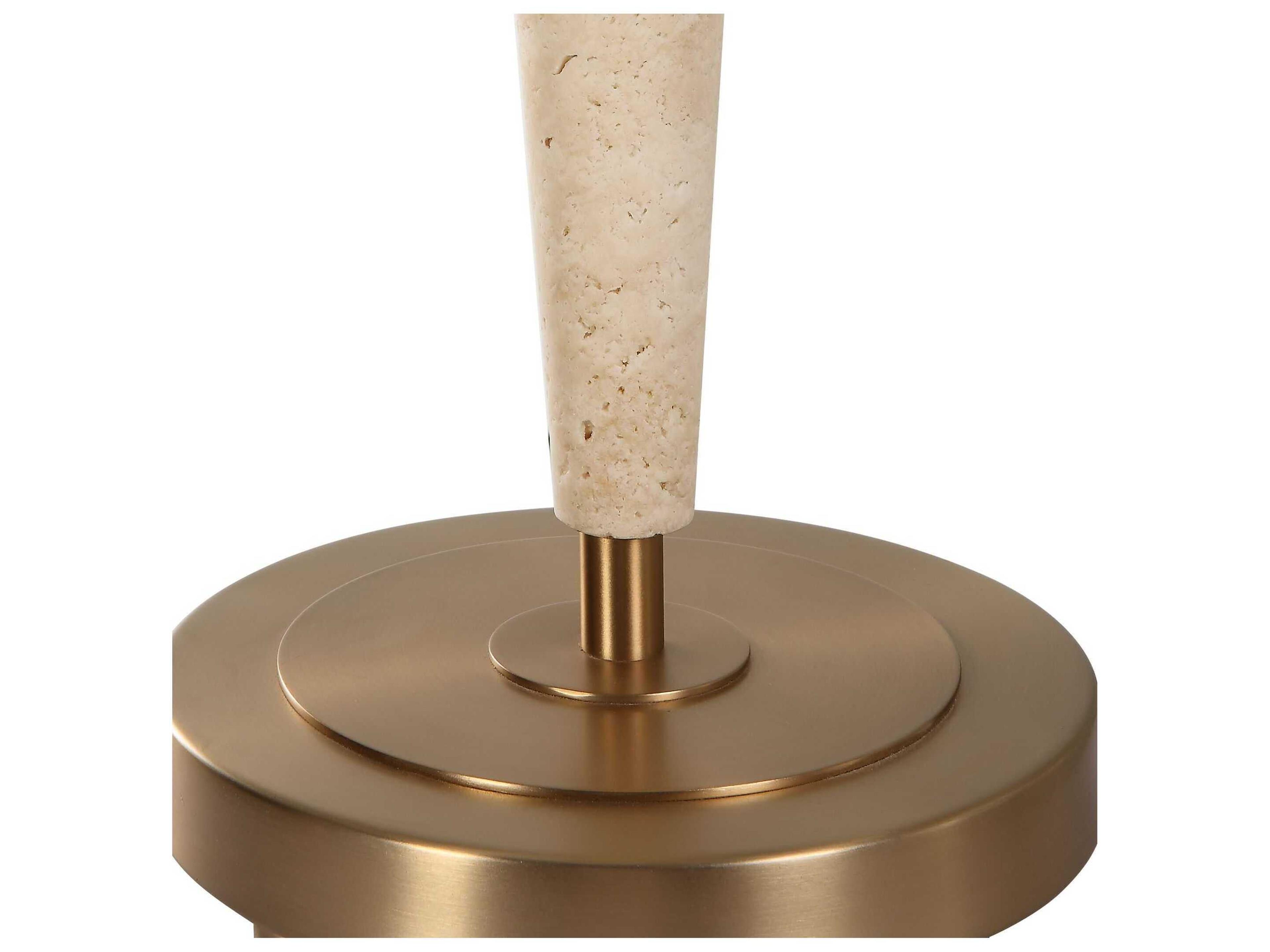 Uttermost Palu Brushed Brass Round Hardback Shade Buffet Lamp