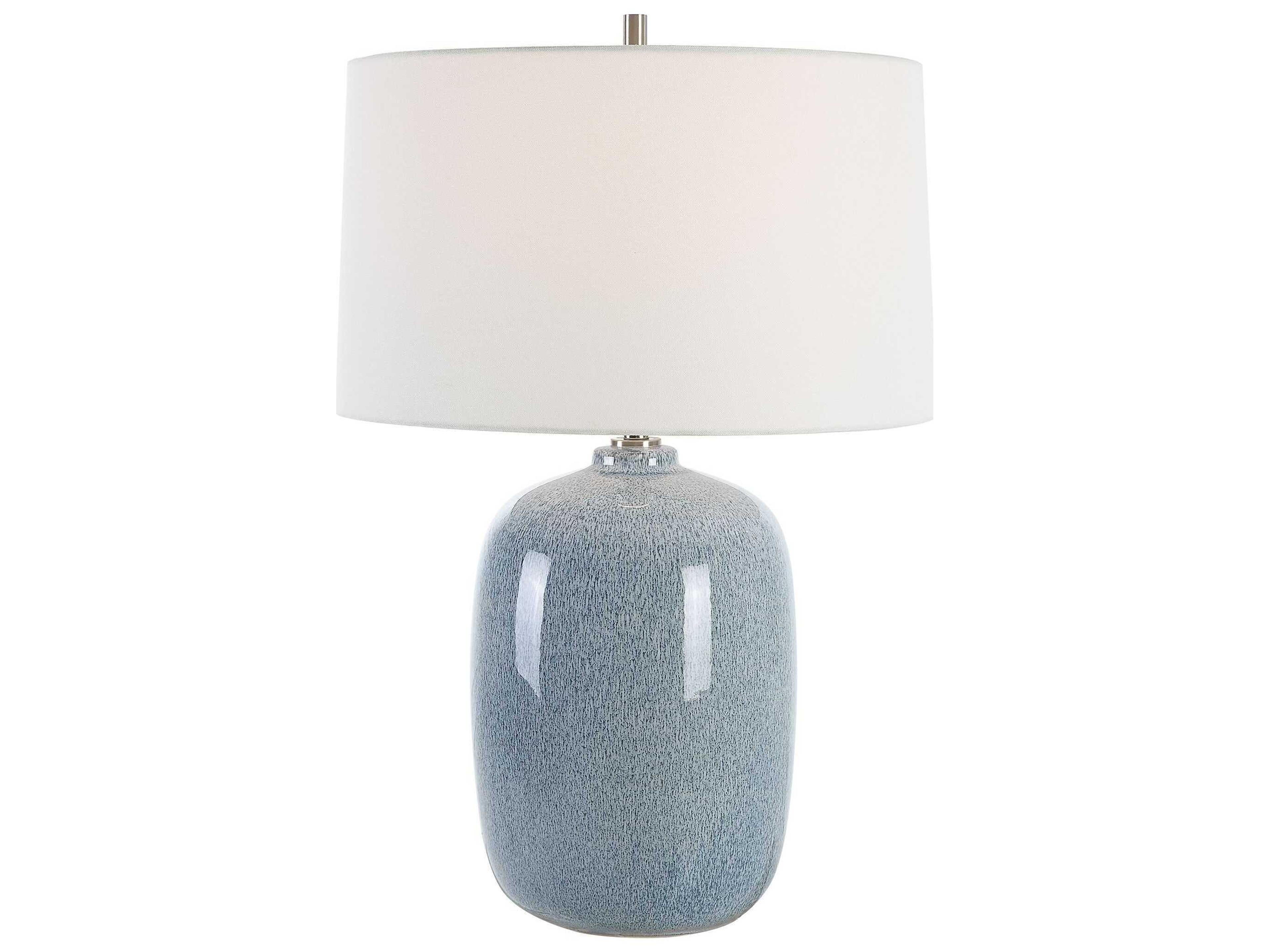 Uttermost Jubilee Sky Blue Round Hardback Shade Buffet Lamp