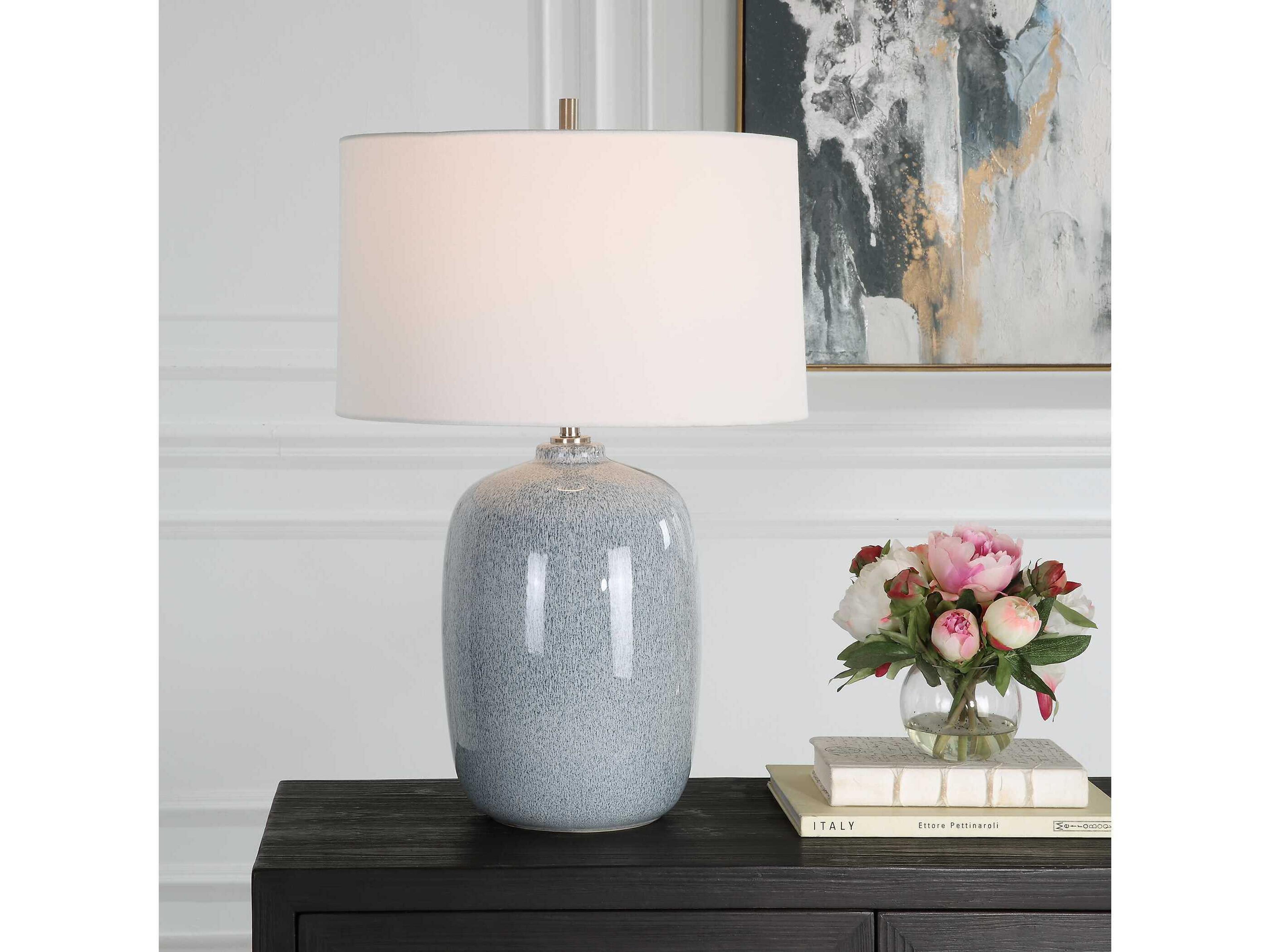 Uttermost Jubilee Sky Blue Round Hardback Shade Buffet Lamp