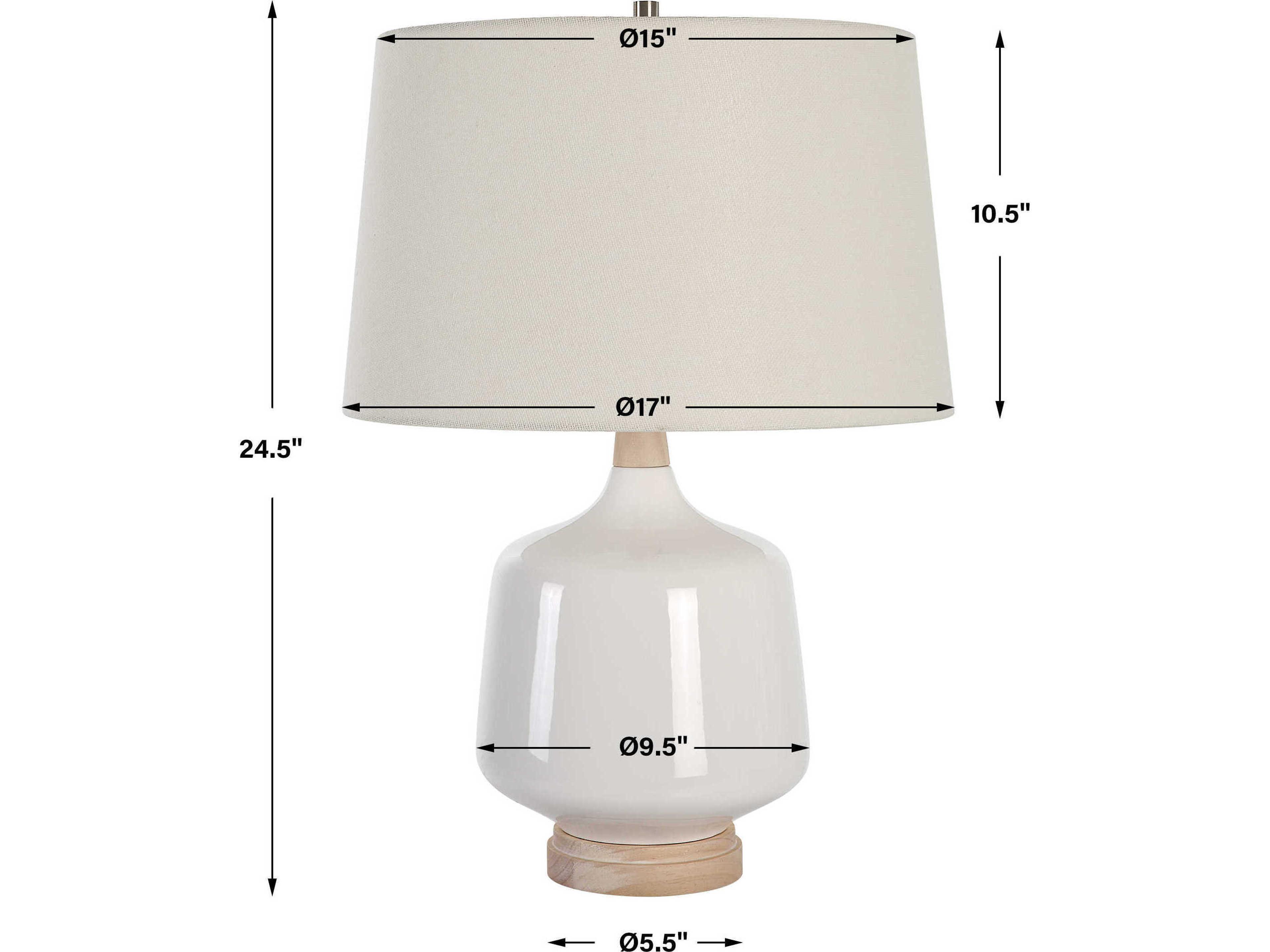 Uttermost Opal White Round Hardback Shade Table Lamp