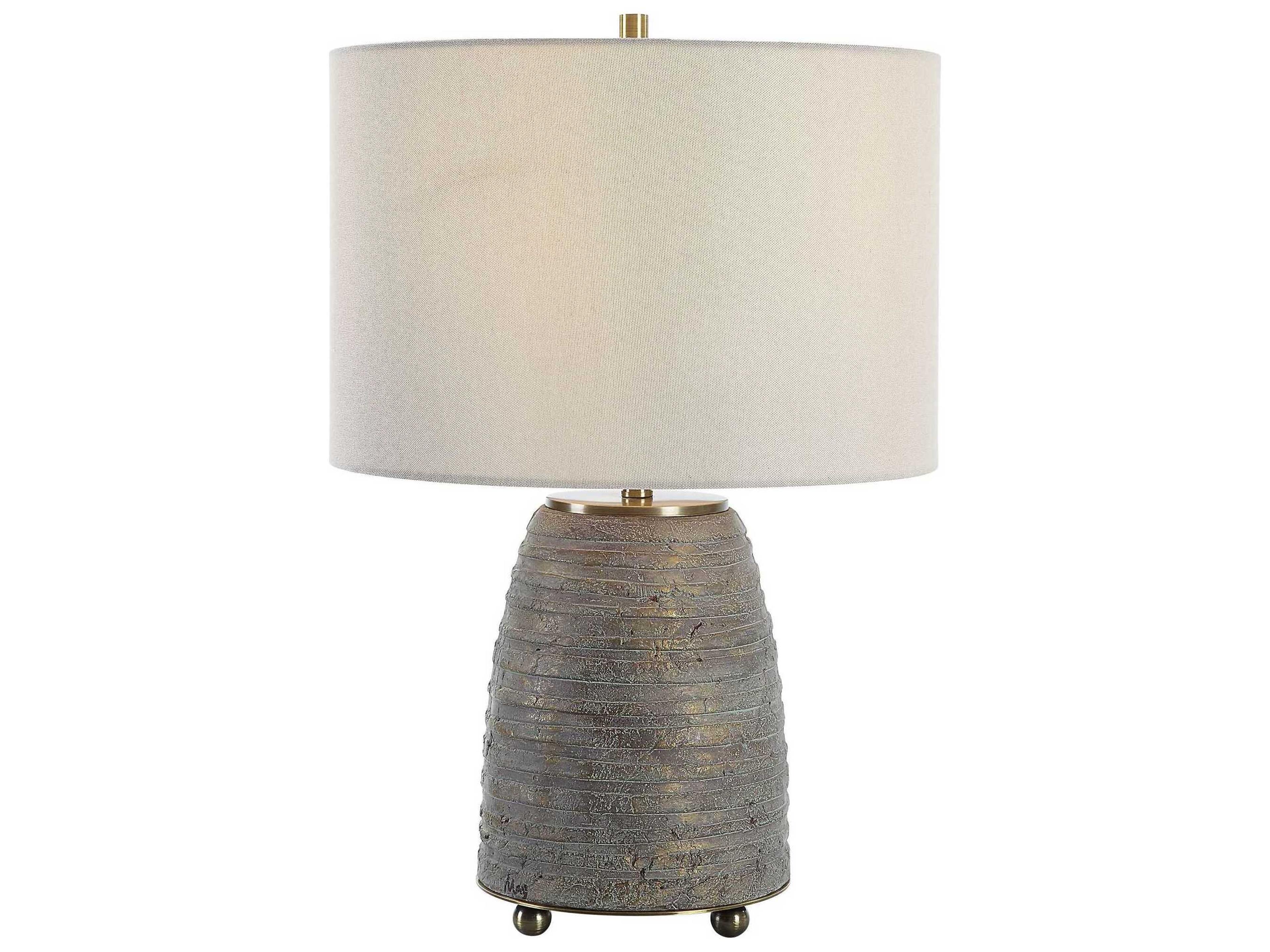 Uttermost Gorda Bronze Round Drum Hardback Shade Table Lamp