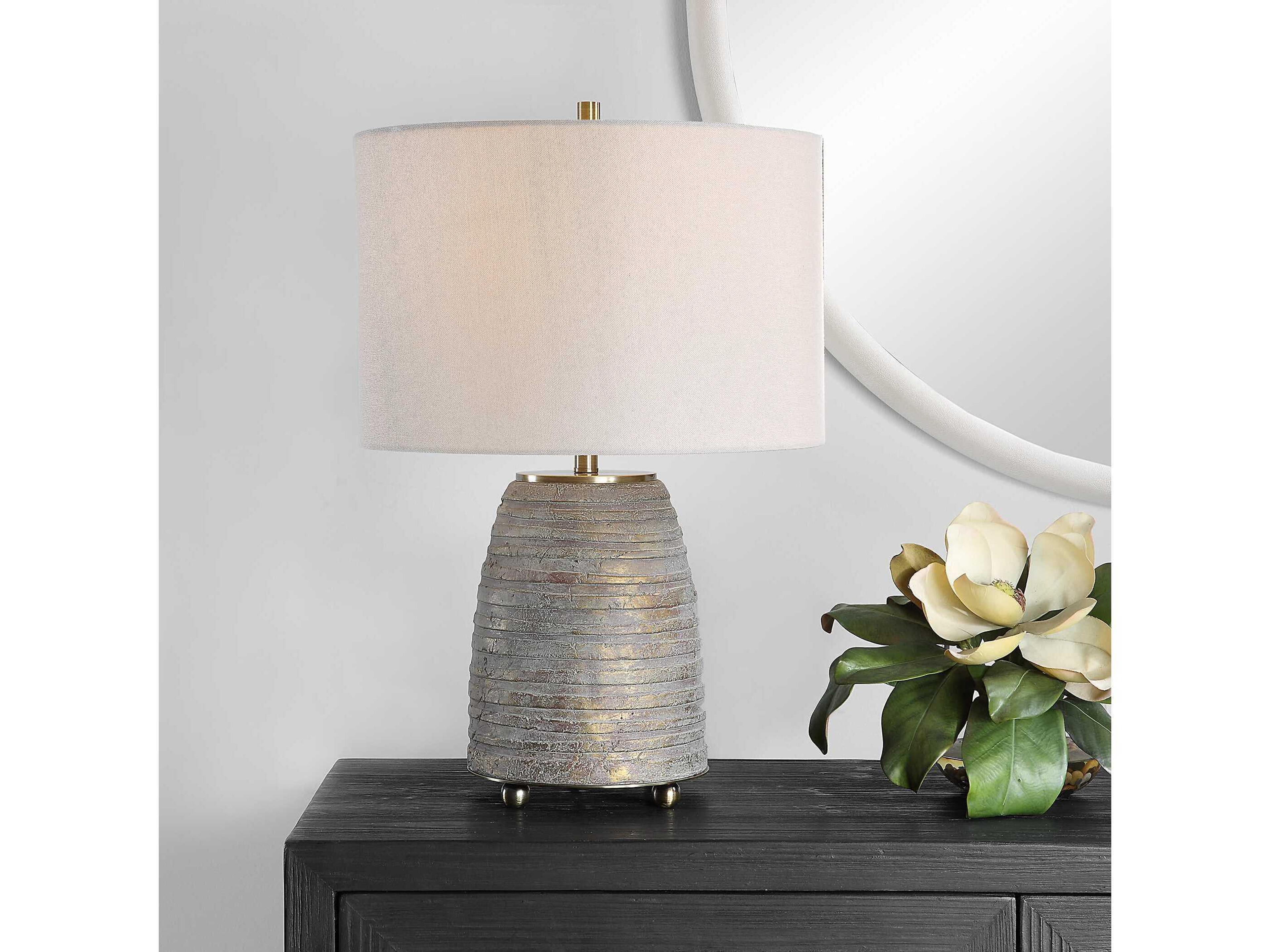 Uttermost Gorda Bronze Round Drum Hardback Shade Table Lamp