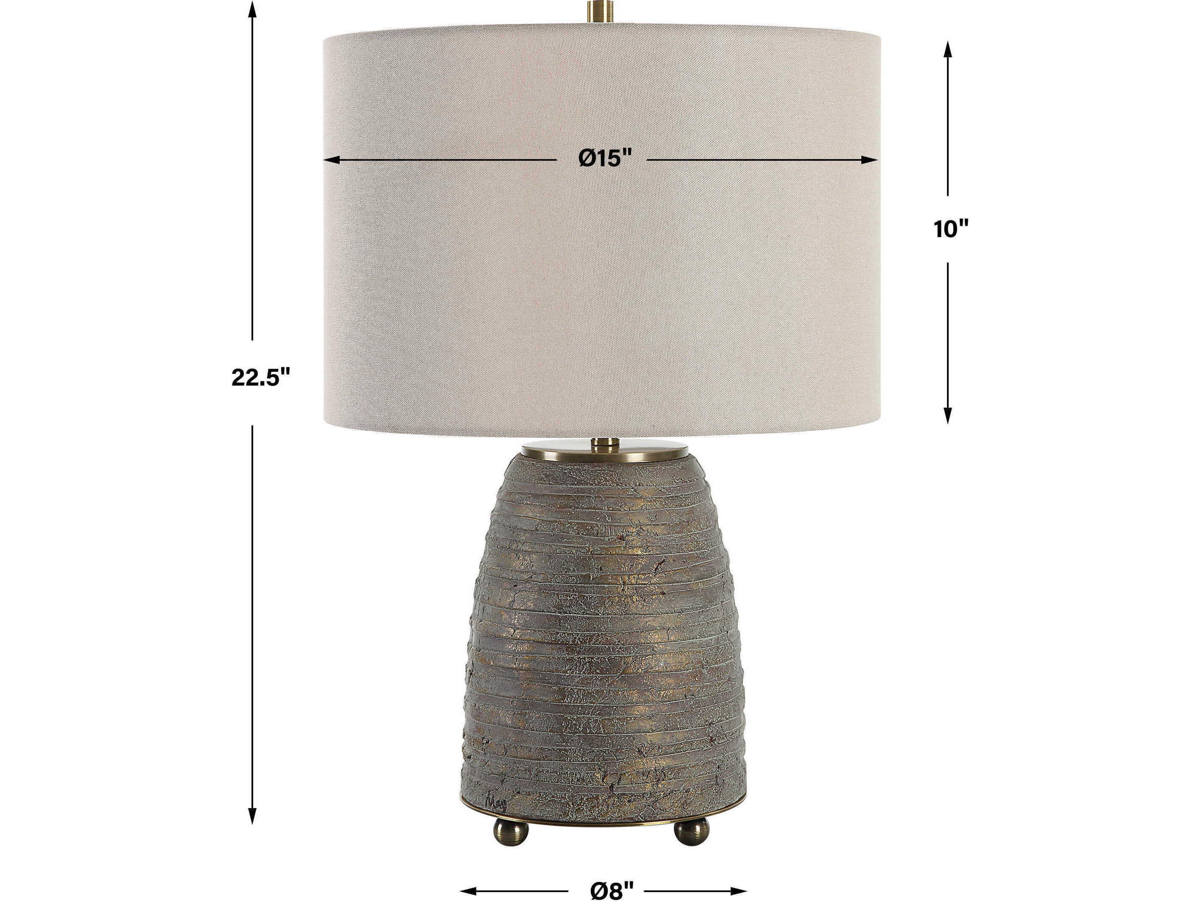 Uttermost Gorda Bronze Round Drum Hardback Shade Table Lamp