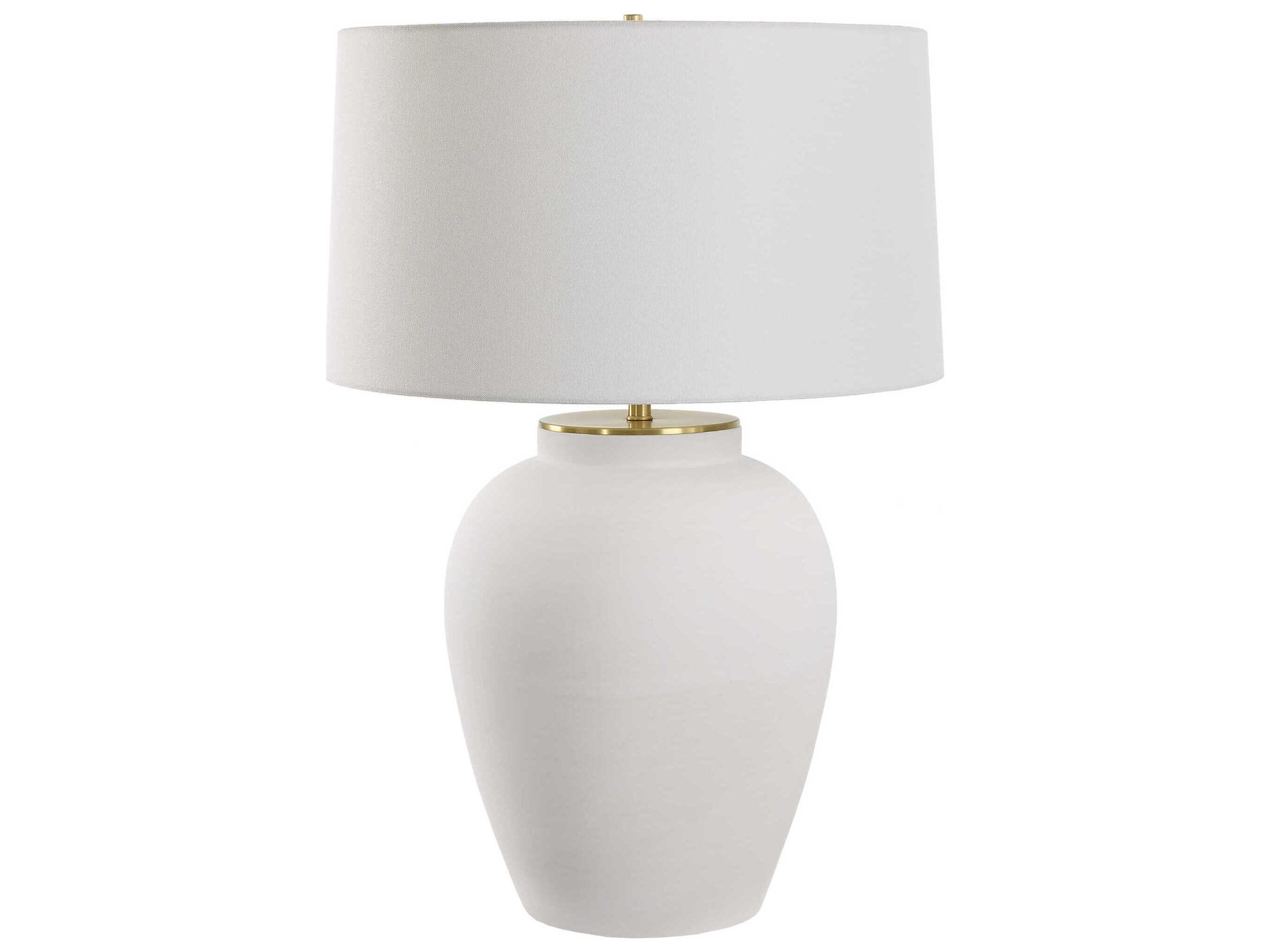 Uttermost Adelaide Chalk White Round Hardback Buffet Lamp