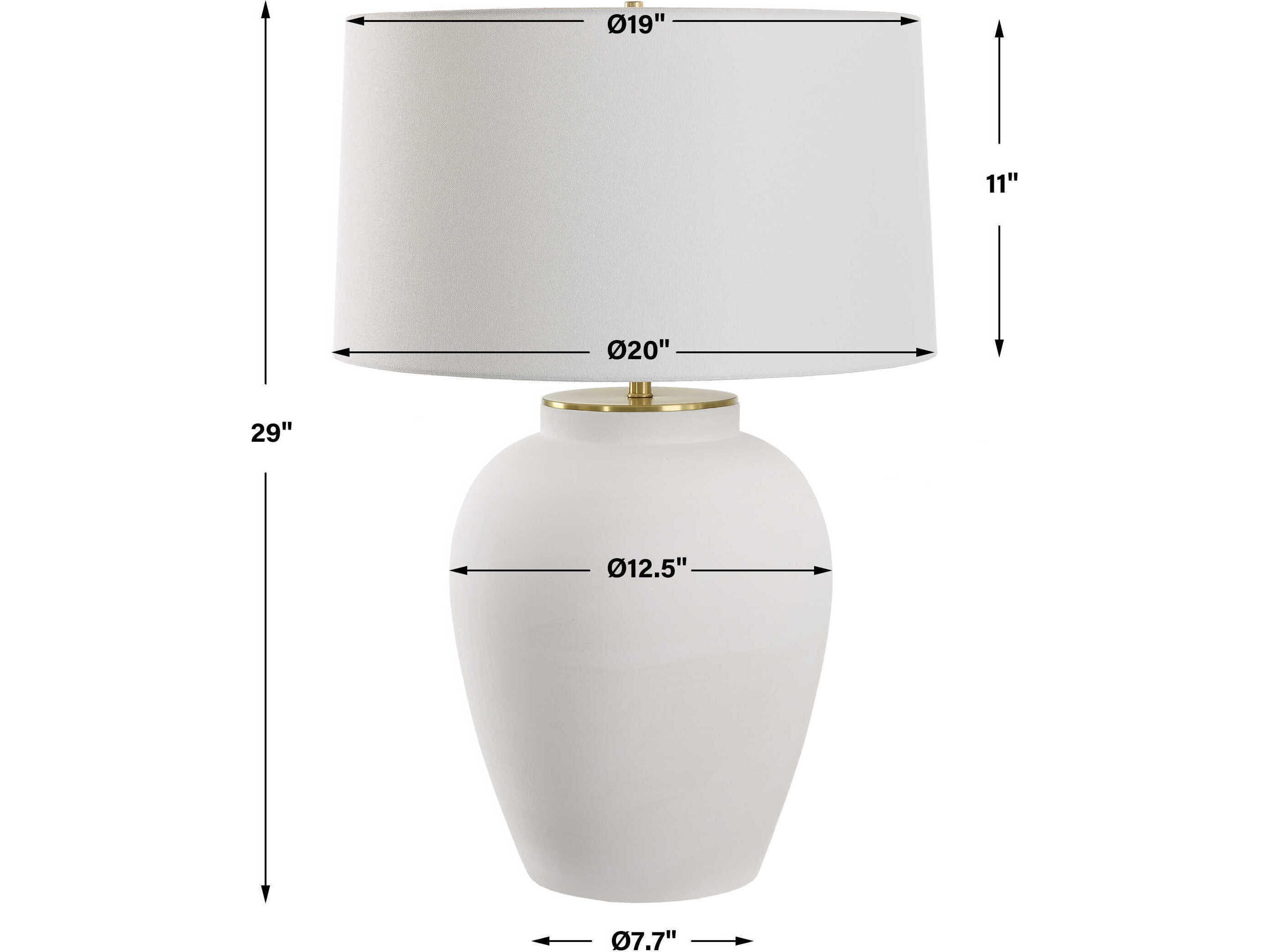 Uttermost Adelaide Chalk White Round Hardback Buffet Lamp