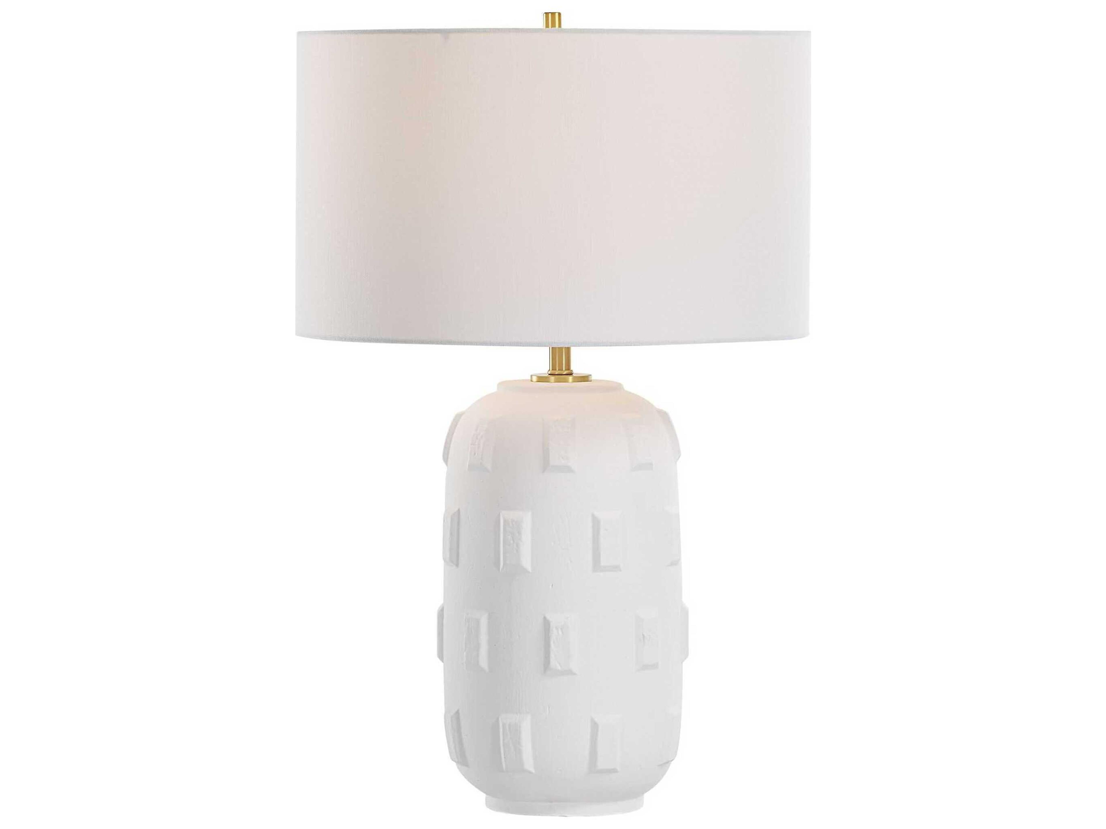 Emerie Chalk White Round Hardback Buffet Lamp