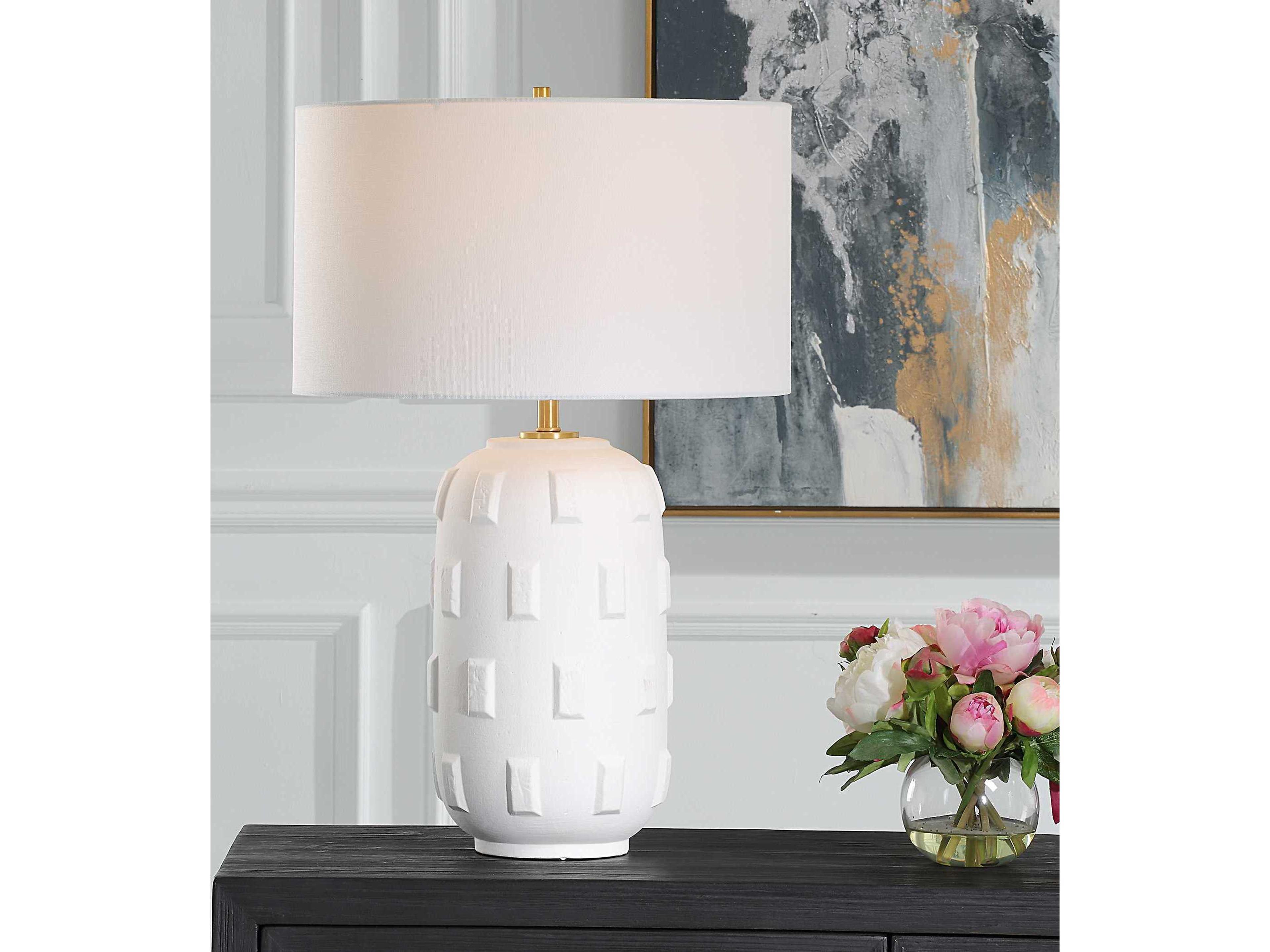 Uttermost Emerie Chalk White Round Hardback Buffet Lamp