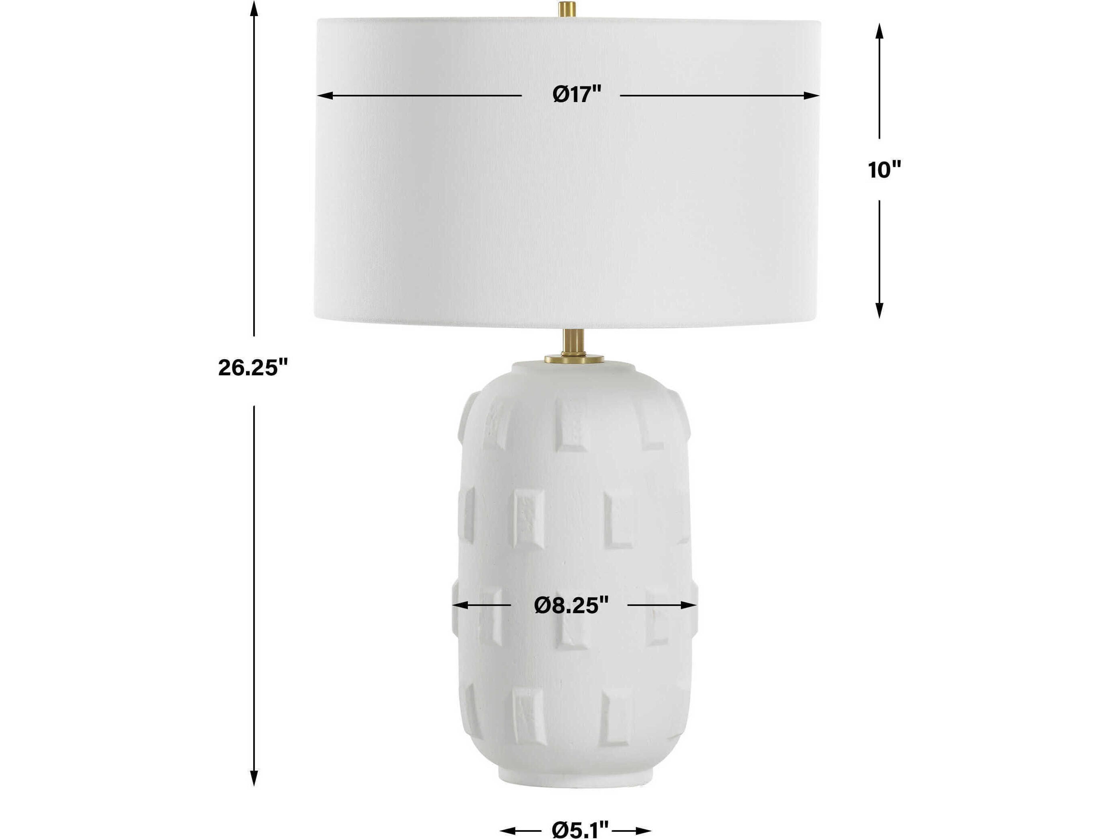 Uttermost Emerie Chalk White Round Hardback Buffet Lamp