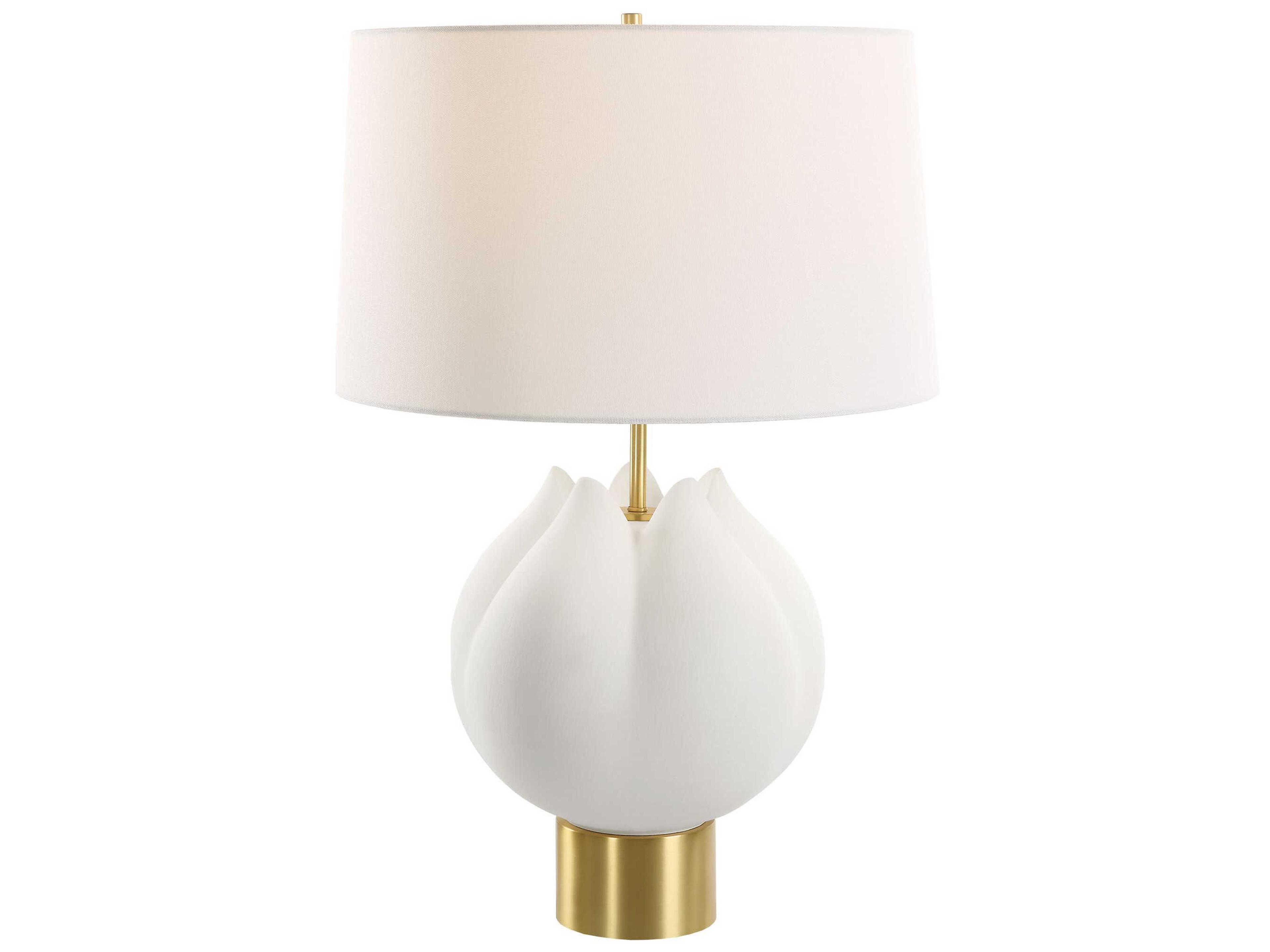 Uttermost In Bloom Chalk White Round Drum Hardback Buffet Lamp