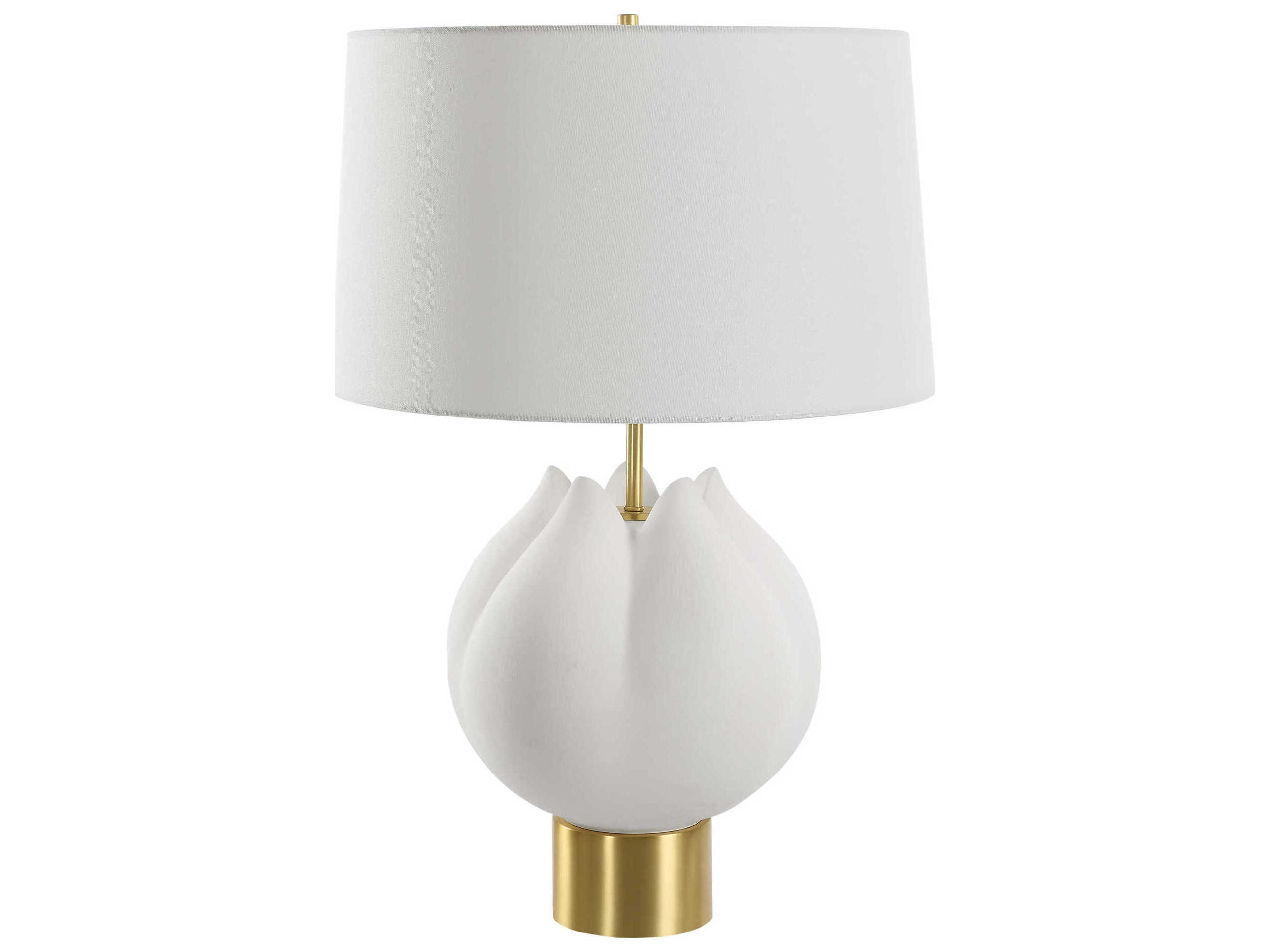 Uttermost In Bloom Chalk White Round Drum Hardback Buffet Lamp