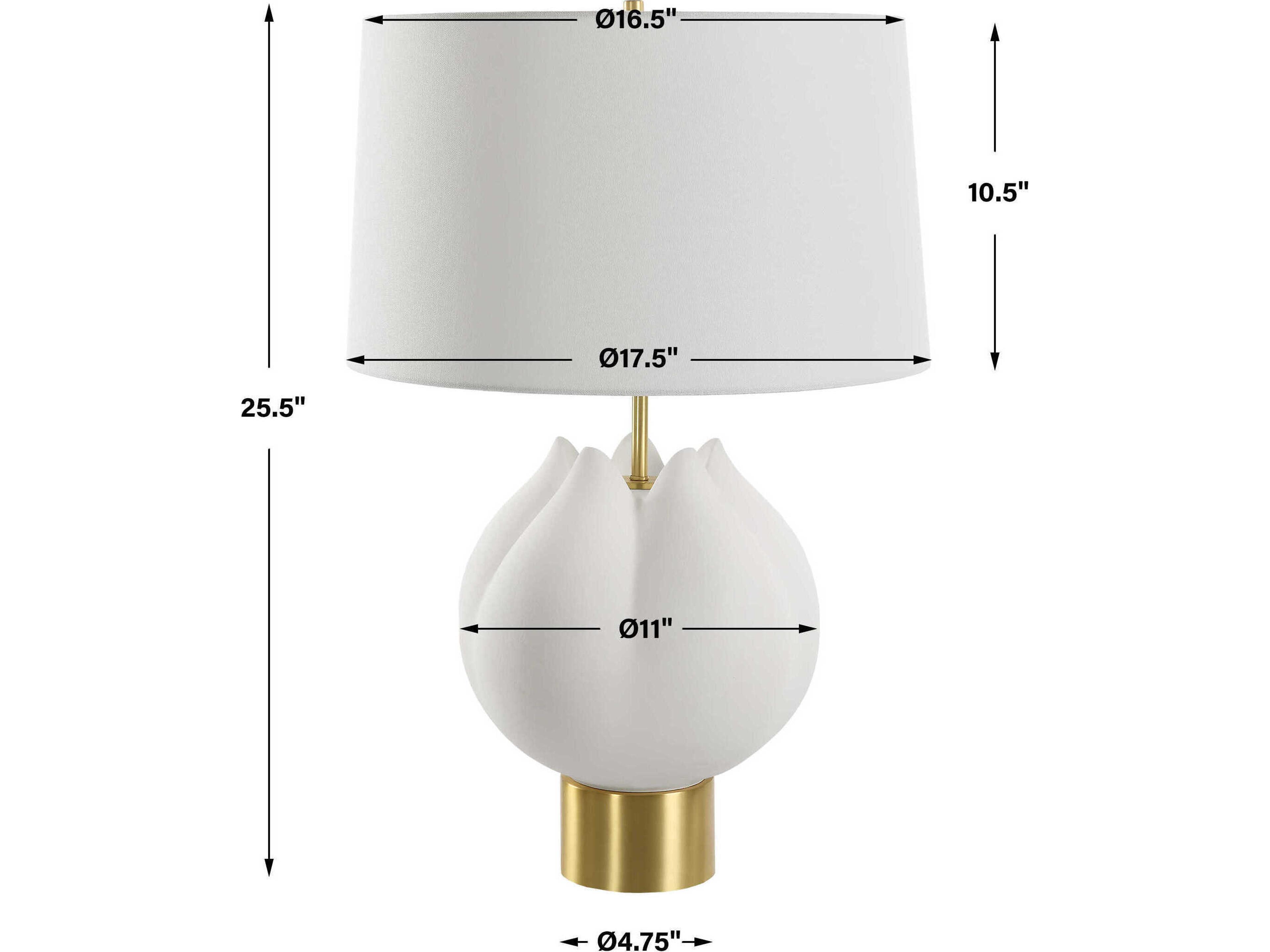 Uttermost In Bloom Chalk White Round Drum Hardback Buffet Lamp