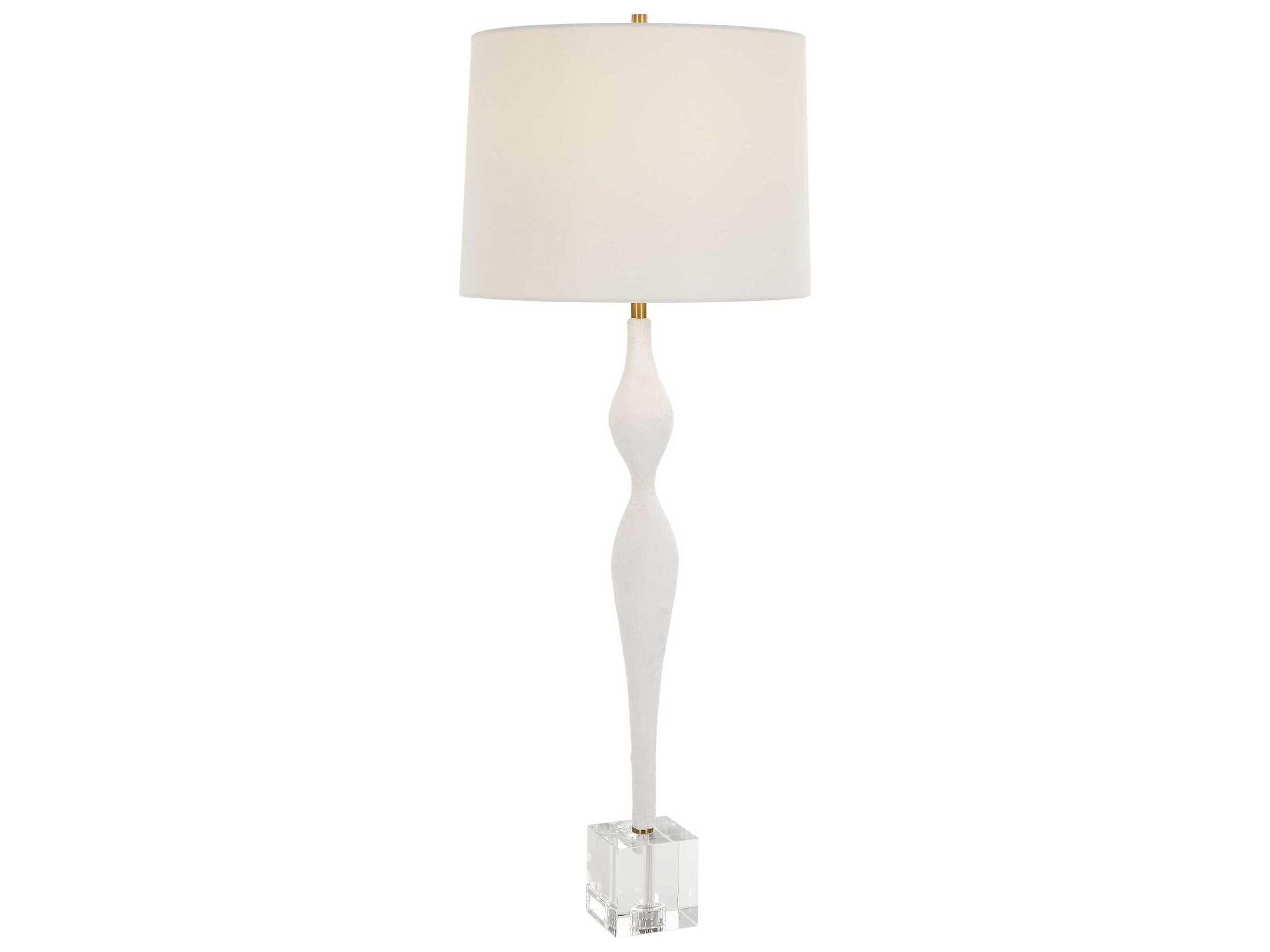 Uttermost Helena Chalk White Round Drum Hardback Buffet Lamp