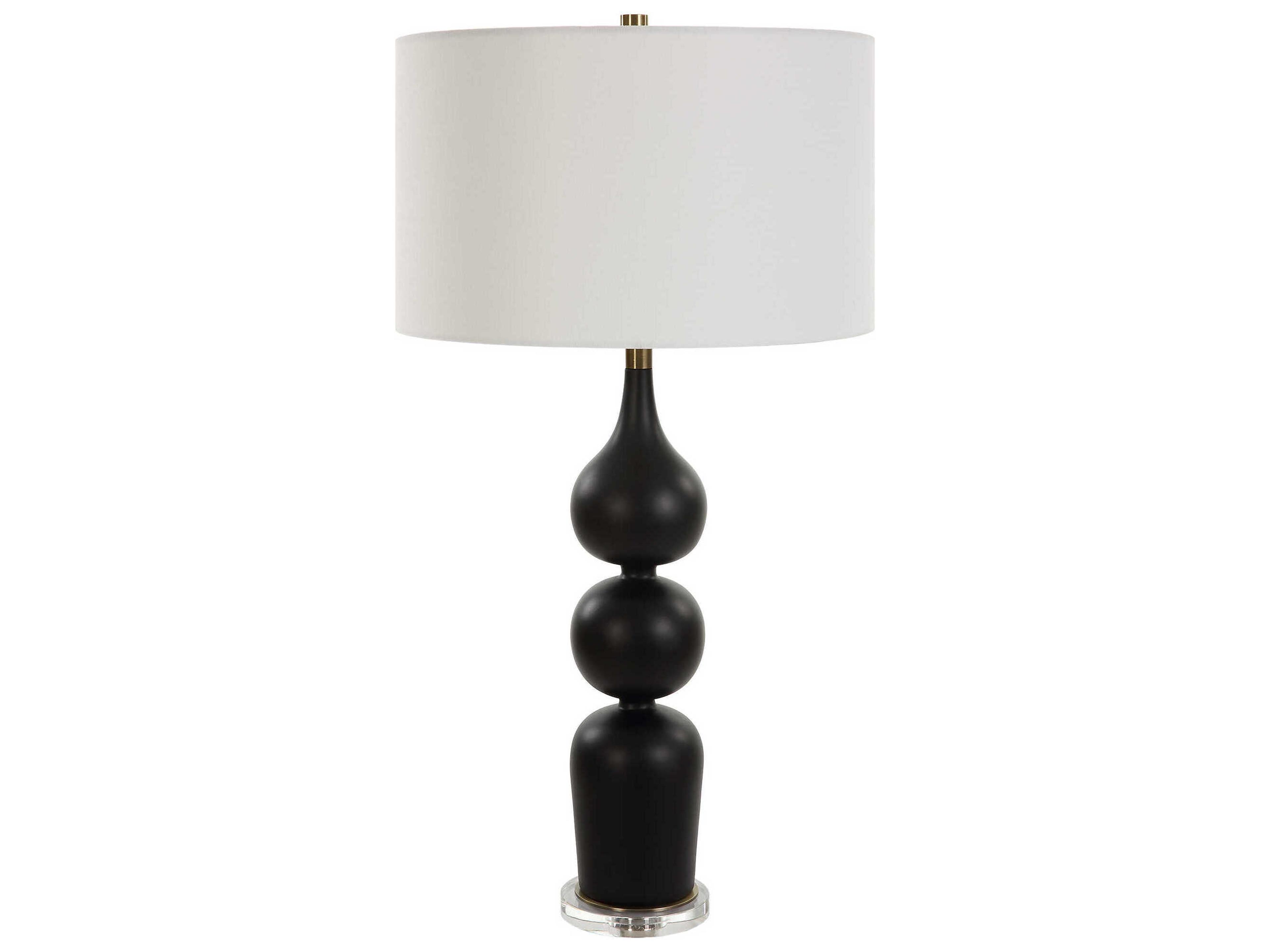Uttermost Caviar Matte Black Round Drum Hardback Buffet Lamp