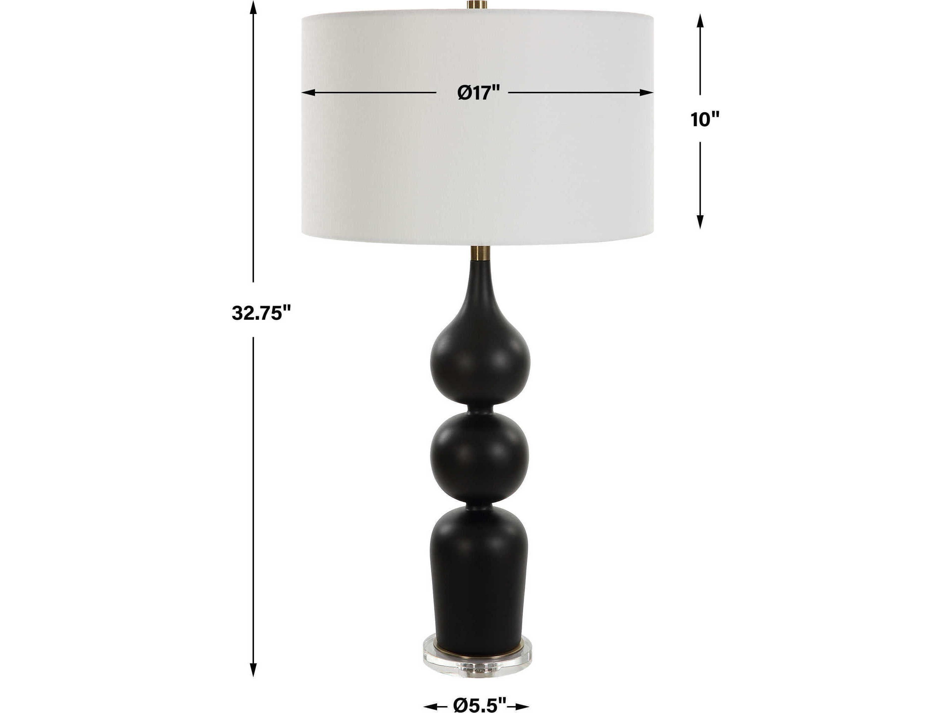 Uttermost Caviar Matte Black Round Drum Hardback Buffet Lamp