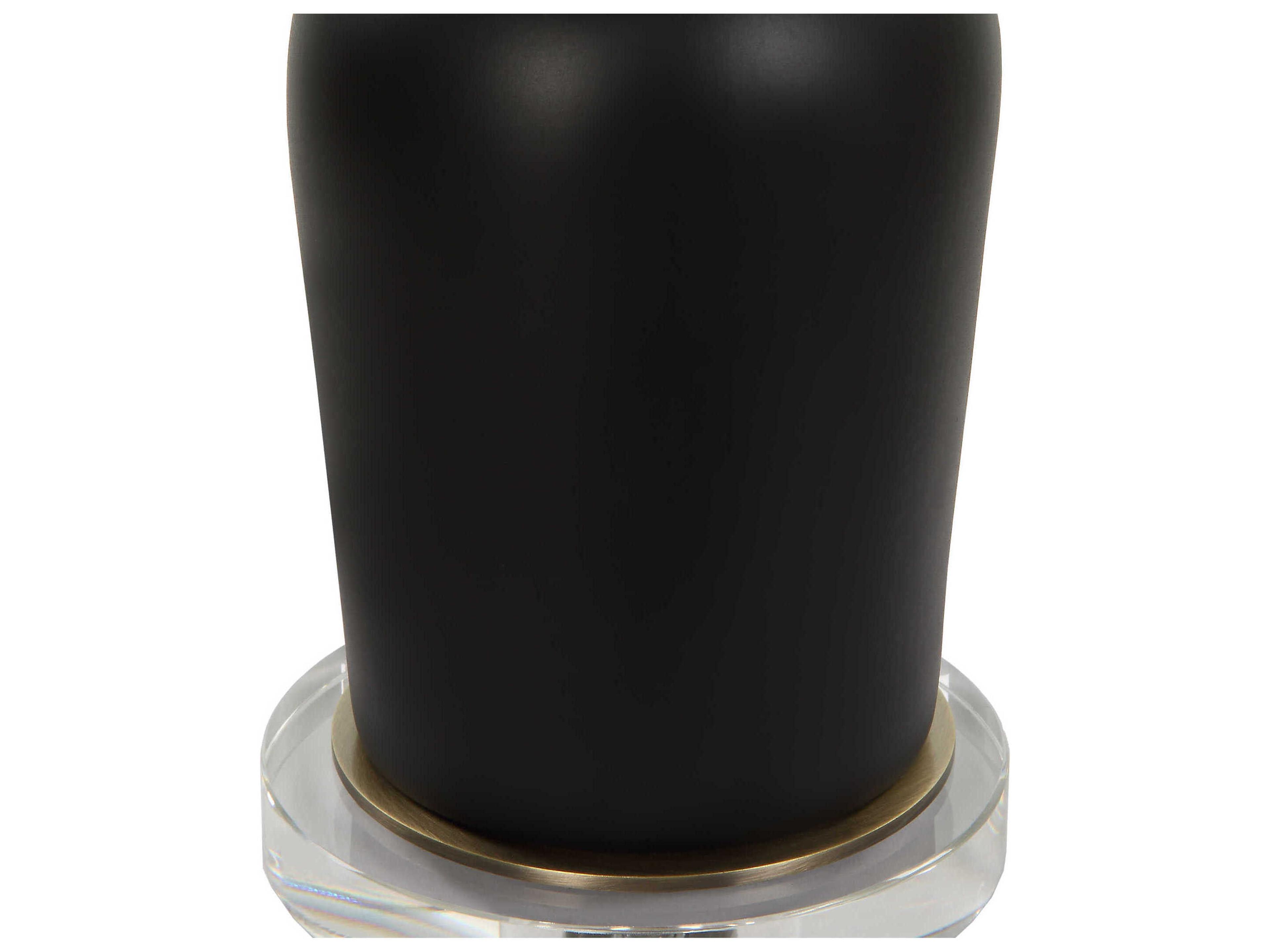 Uttermost Caviar Matte Black Round Drum Hardback Buffet Lamp