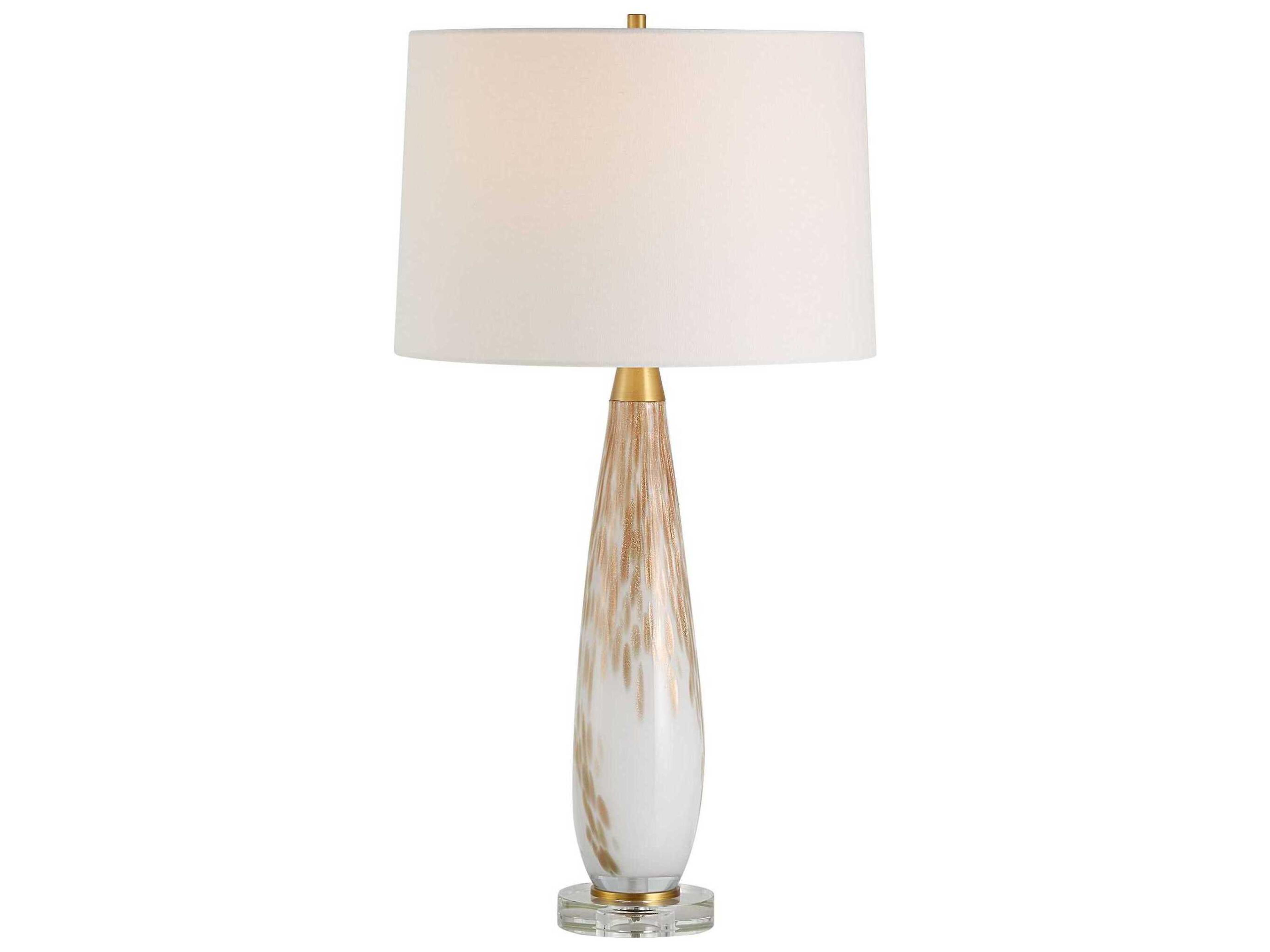 Uttermost Lyra White Metallic Gold Round Drum Hardback Buffet Lamp