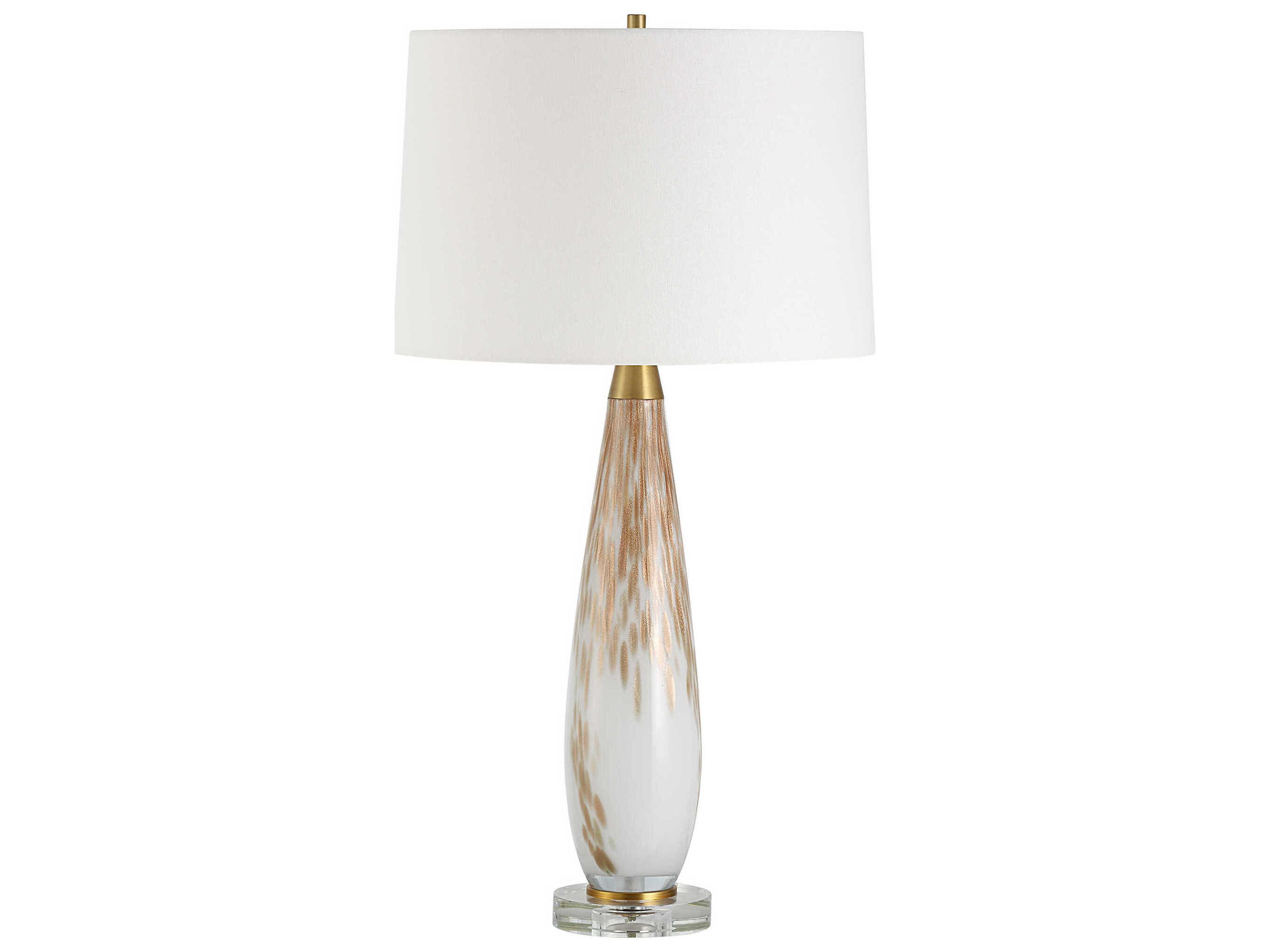 Uttermost Lyra White Metallic Gold Round Drum Hardback Buffet Lamp