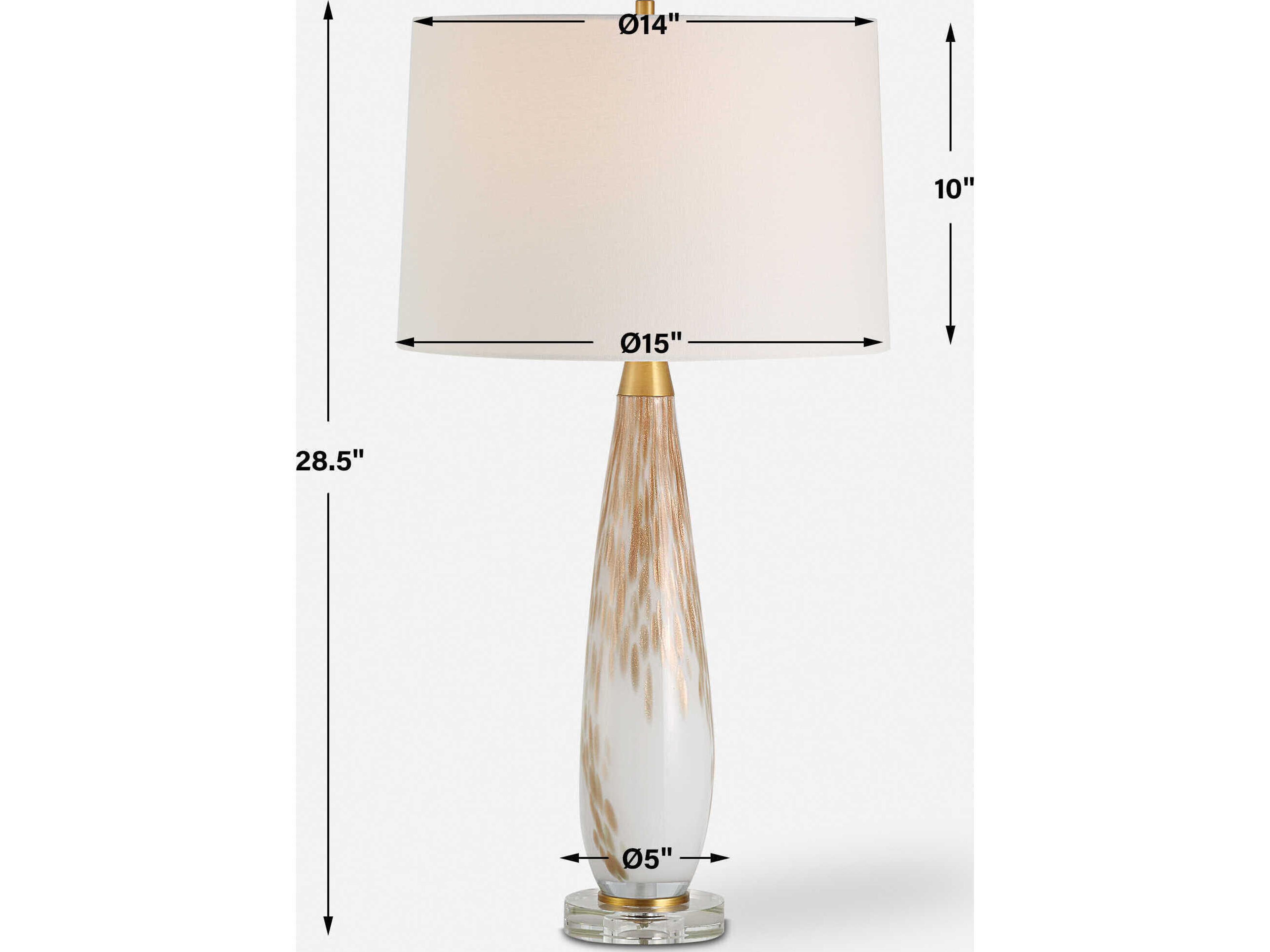 Uttermost Lyra White Metallic Gold Round Drum Hardback Buffet Lamp