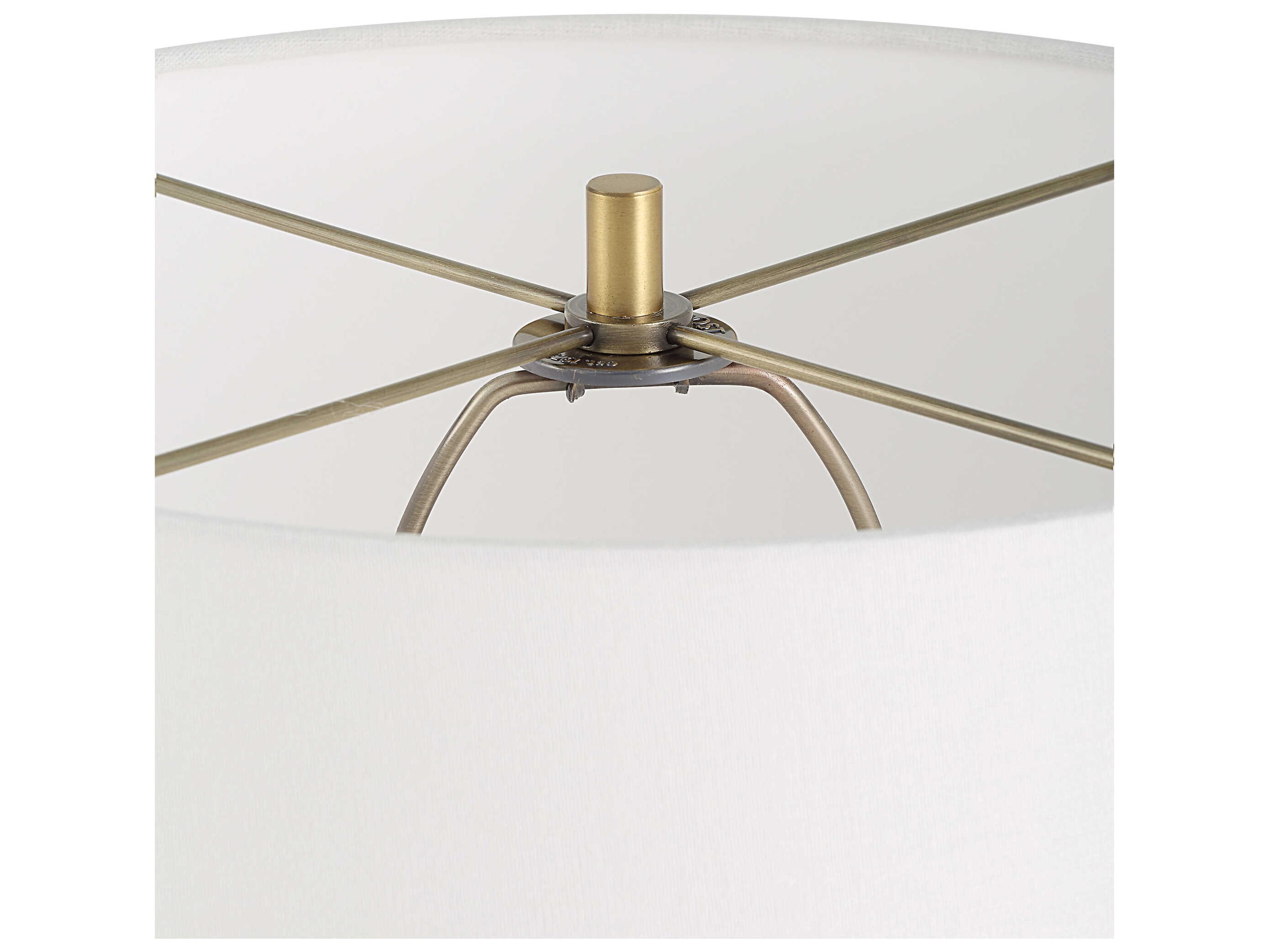 Uttermost Lyra White Metallic Gold Round Drum Hardback Buffet Lamp