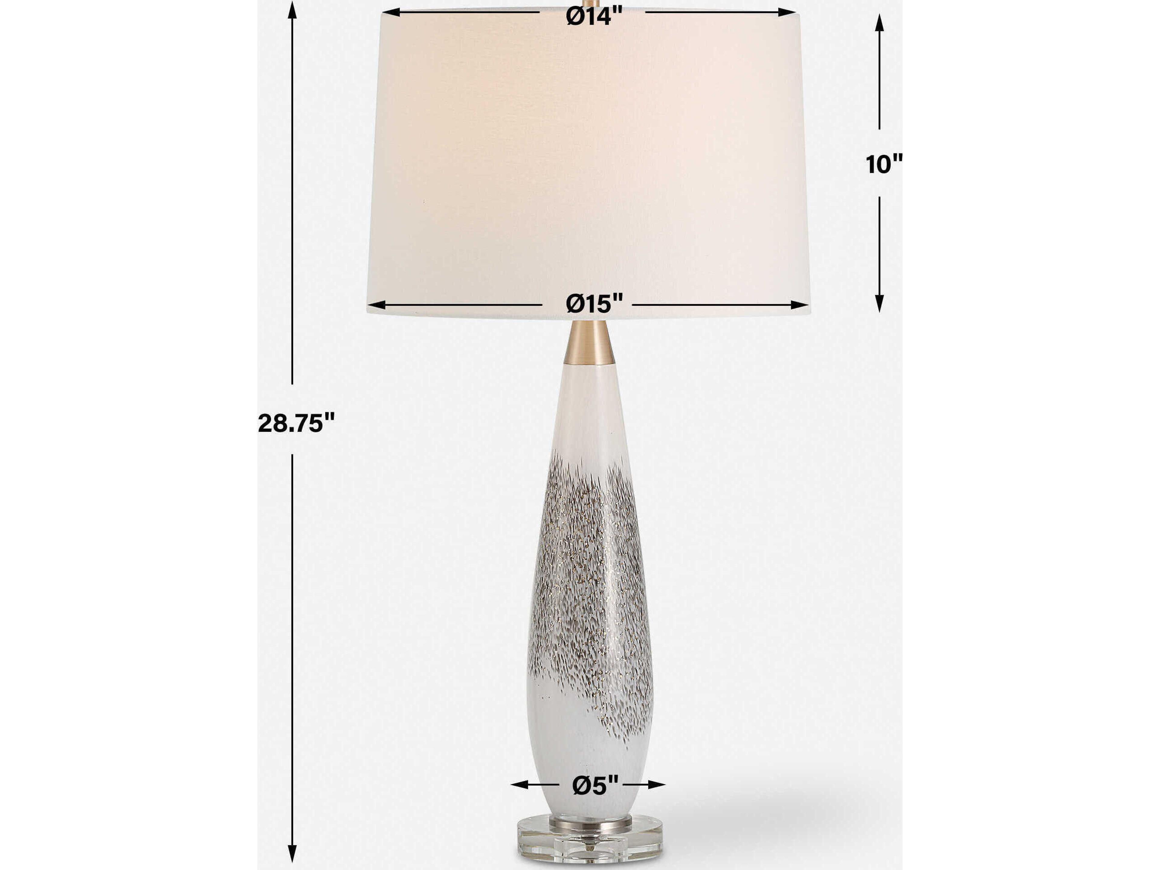 Uttermost Quinn White Mottled Gray Round Drum Hardback Buffet Lamp