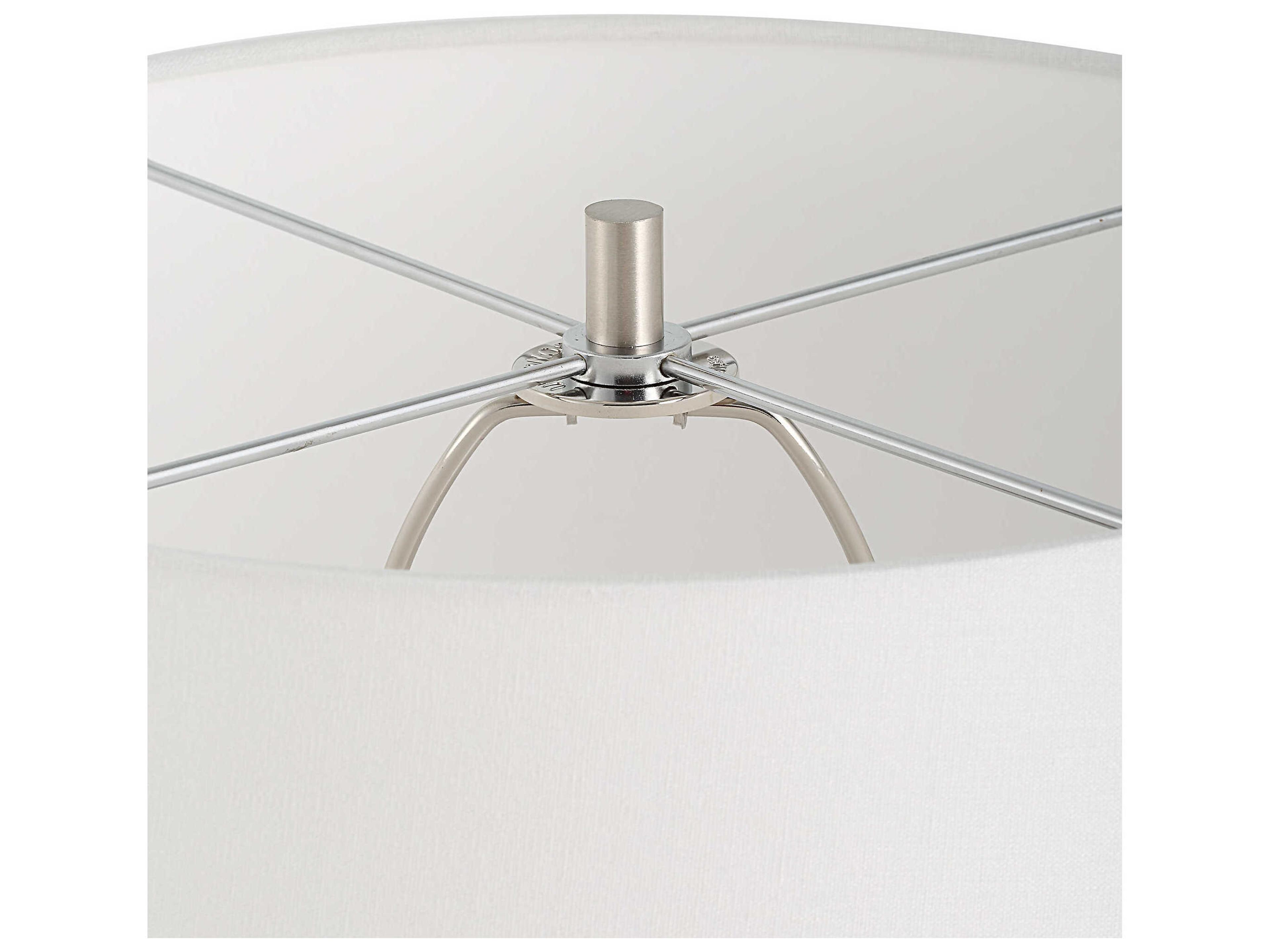 Uttermost Quinn White Mottled Gray Round Drum Hardback Buffet Lamp