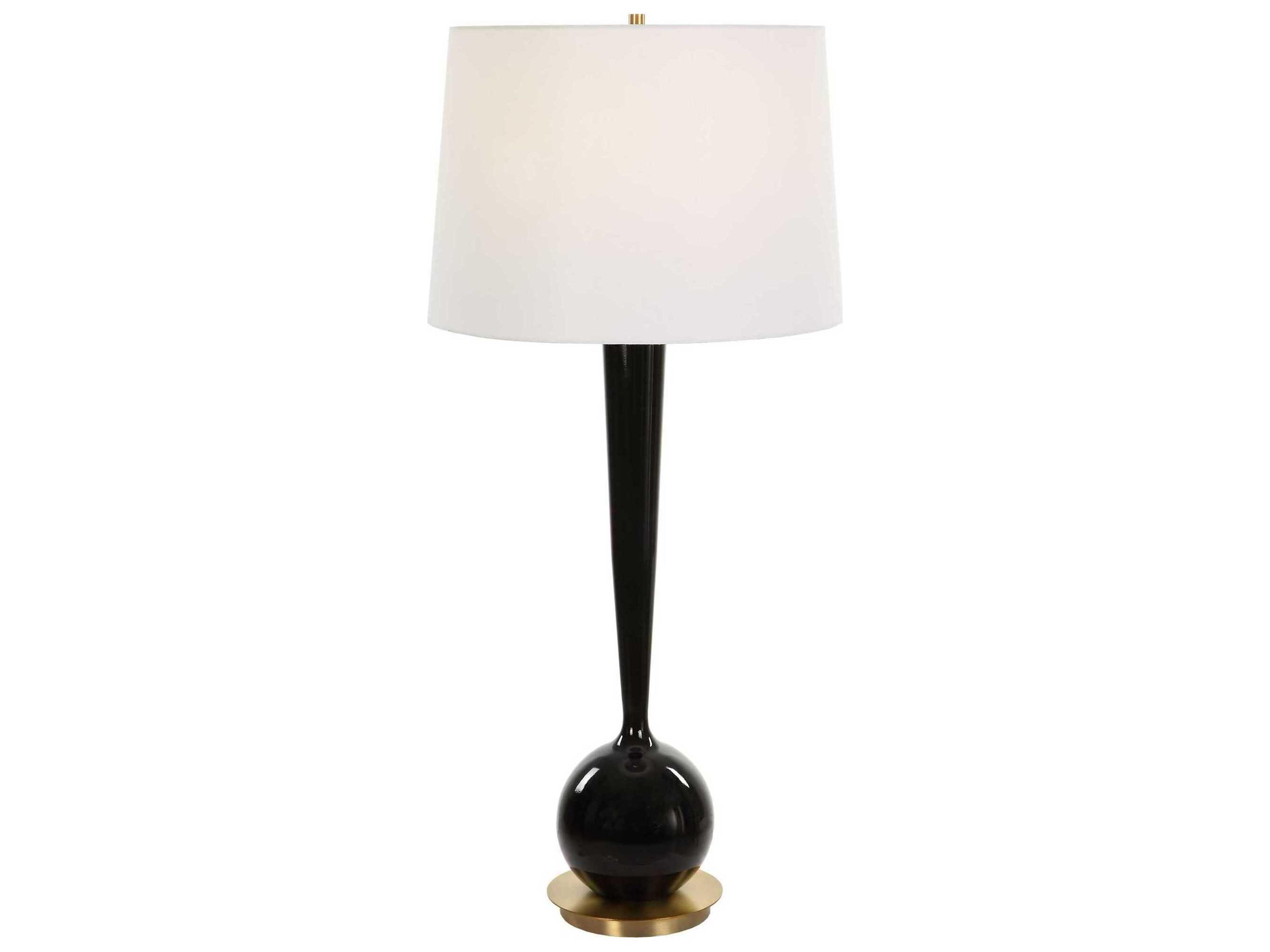 Uttermost Brielle Polished Black Round Drum Hardback Buffet Lamp
