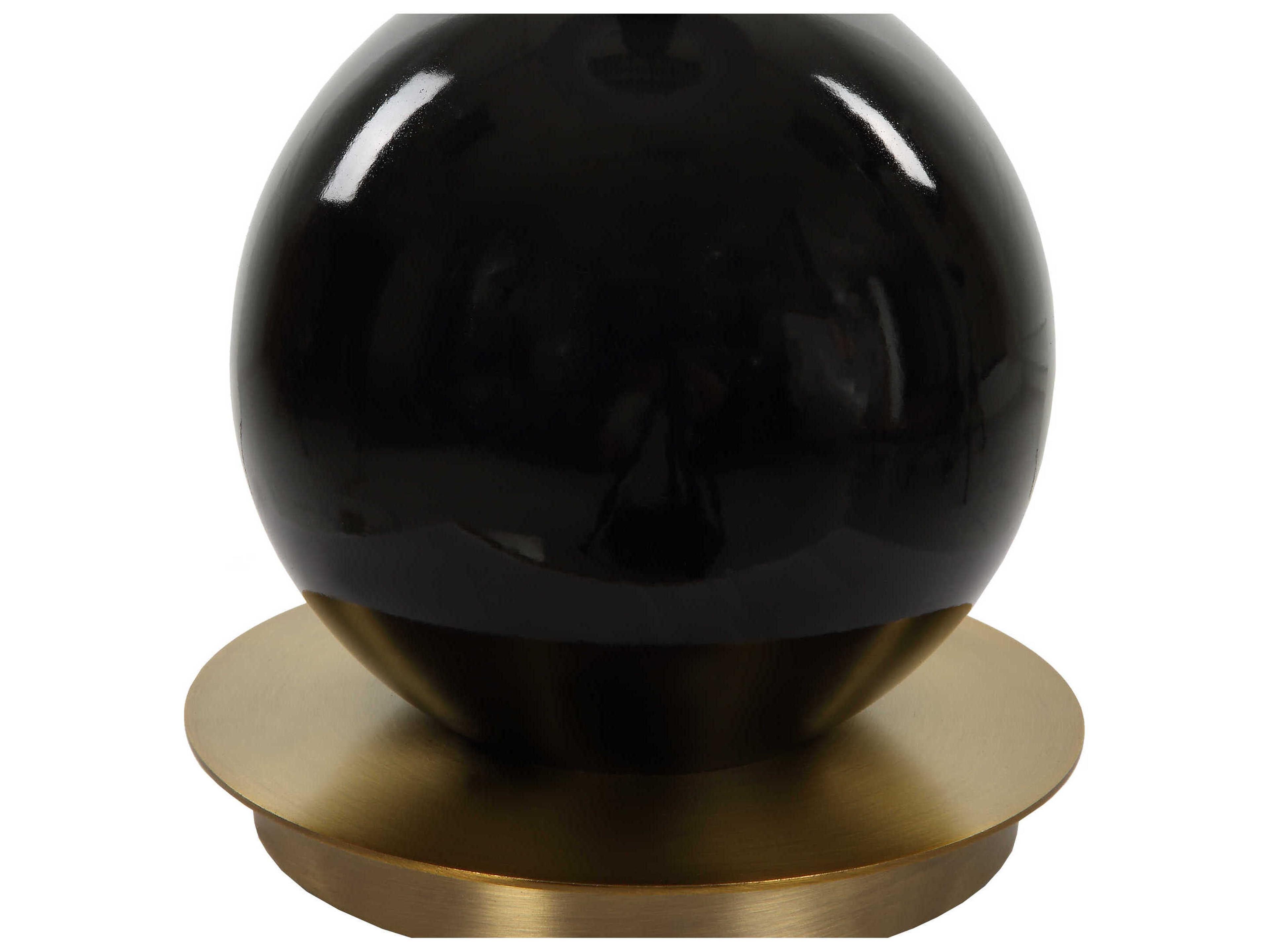 Uttermost Brielle Polished Black Round Drum Hardback Buffet Lamp