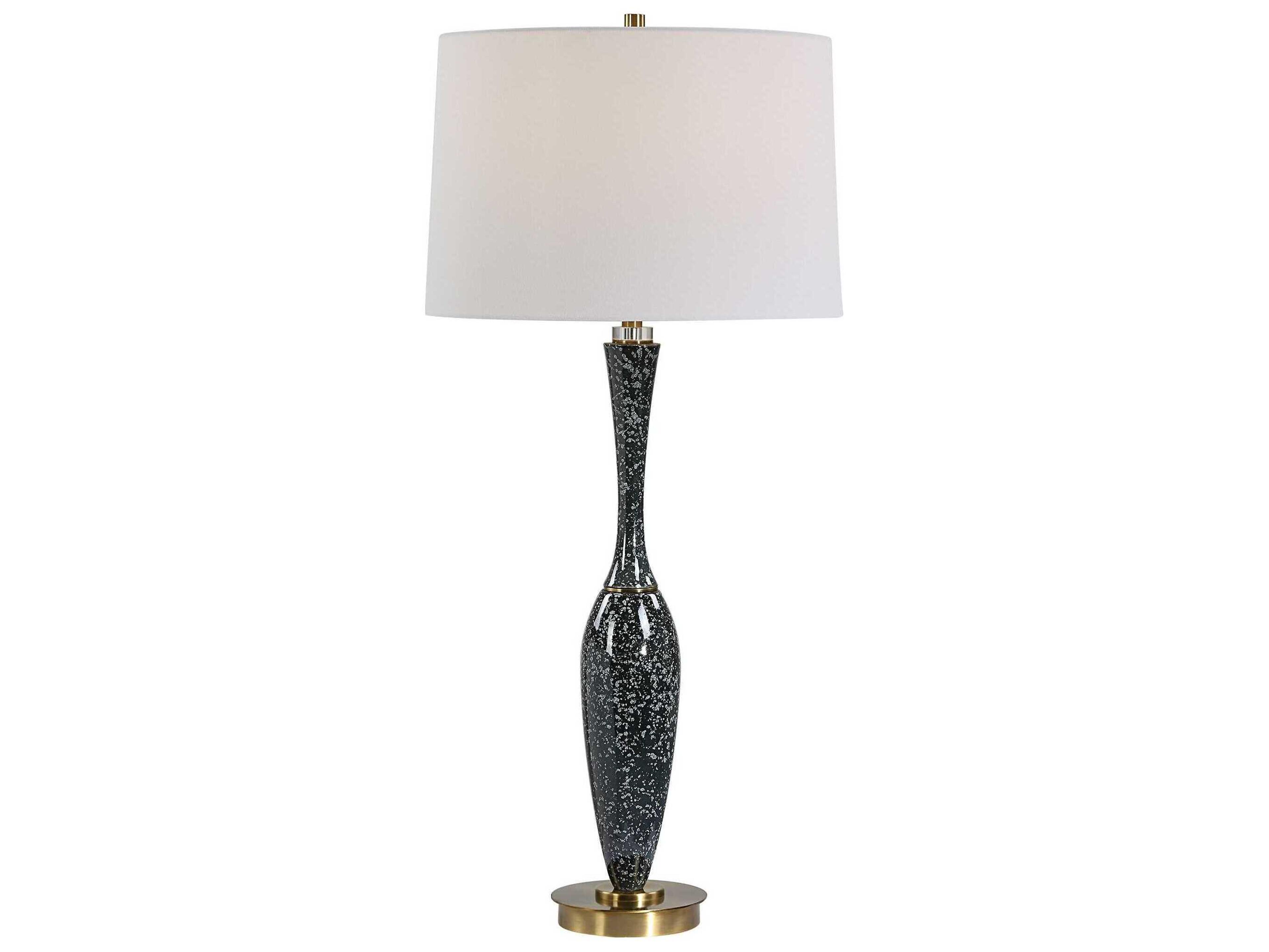 Remy Polished Black Round Drum Hardback Buffet Lamp