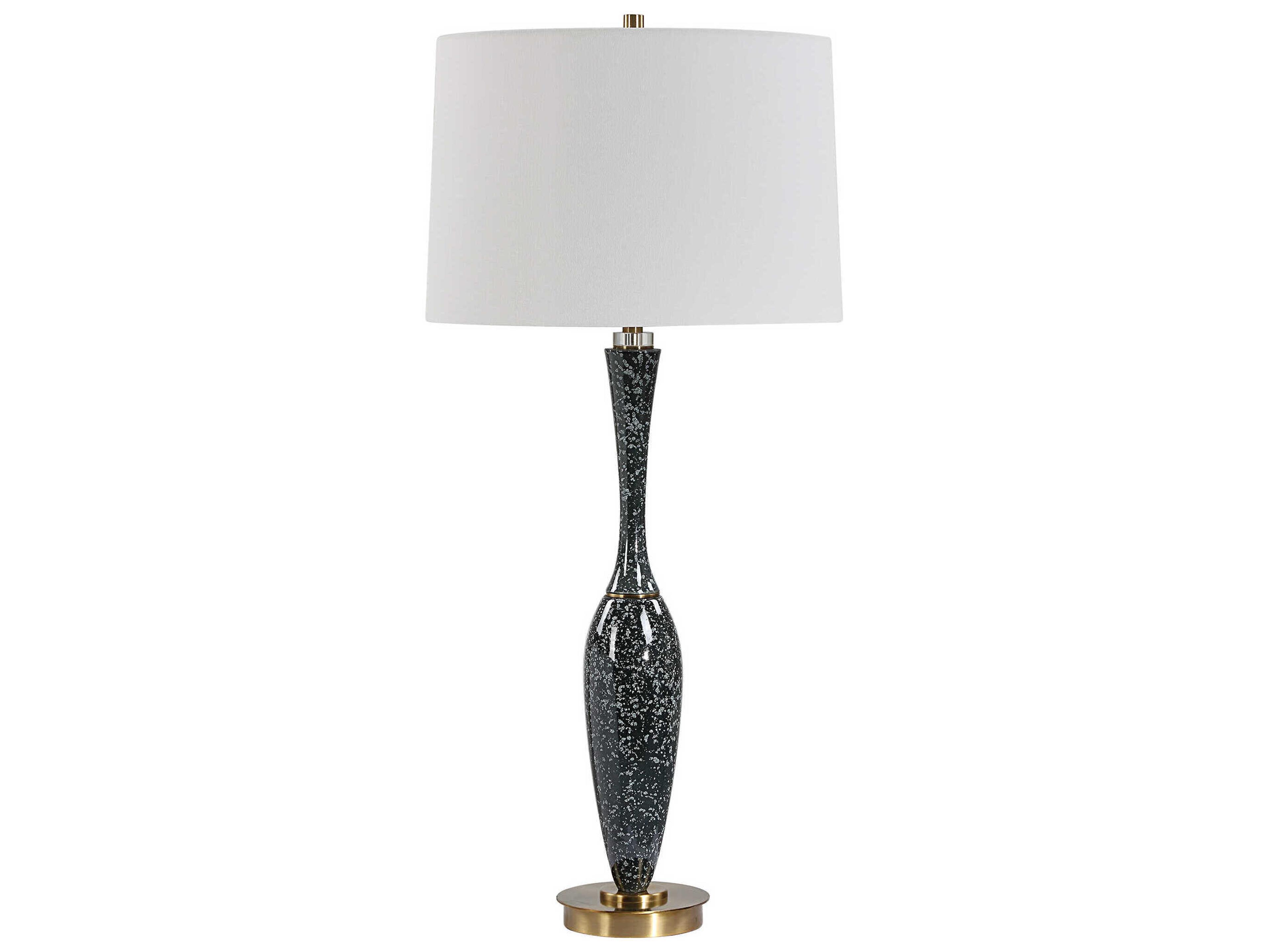 Uttermost Remy Polished Black Round Drum Hardback Buffet Lamp