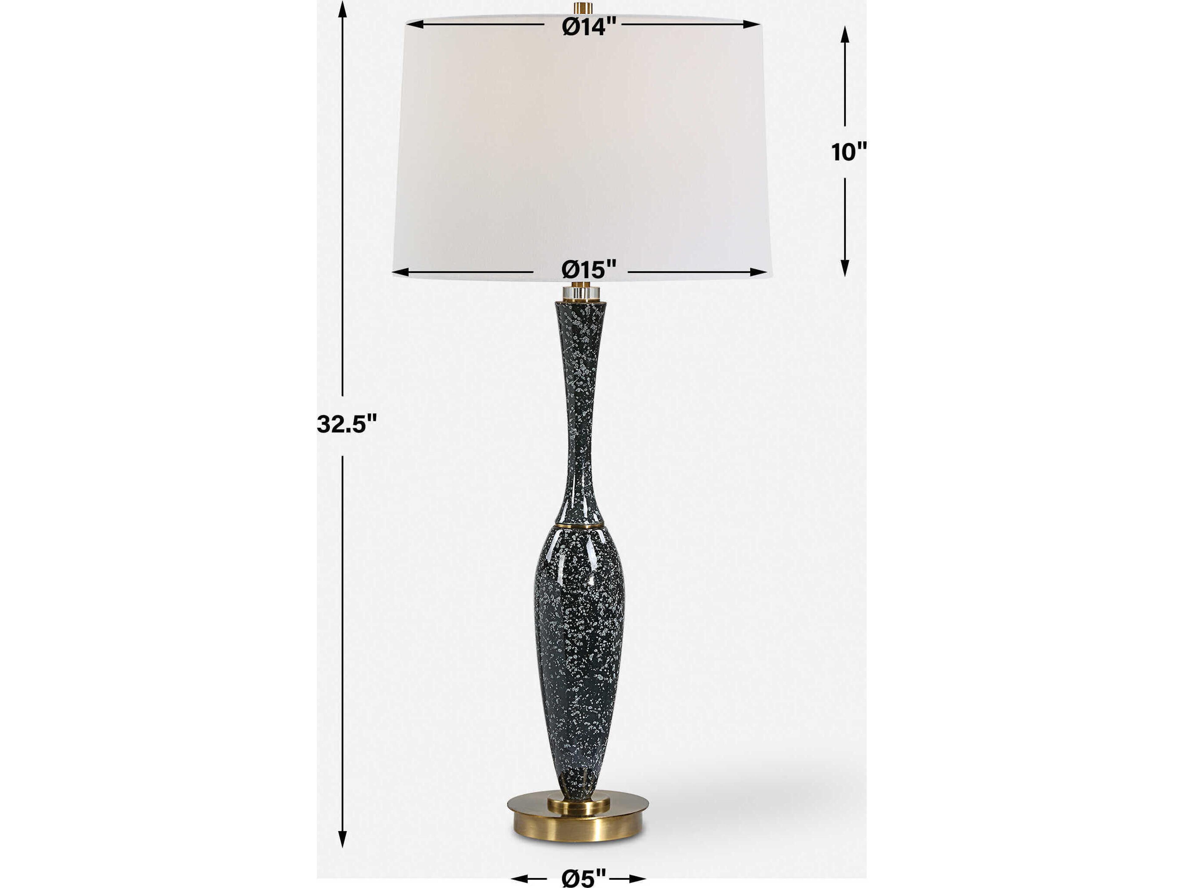 Uttermost Remy Polished Black Round Drum Hardback Buffet Lamp