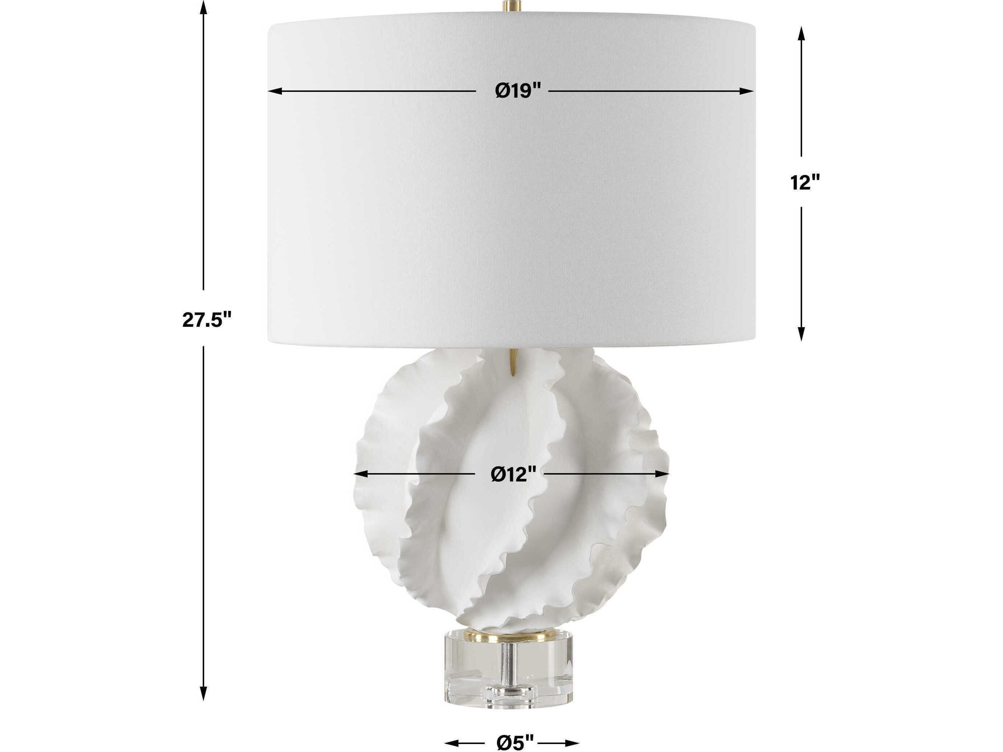 Uttermost Saylor Satin White Round Hardback Buffet Lamp