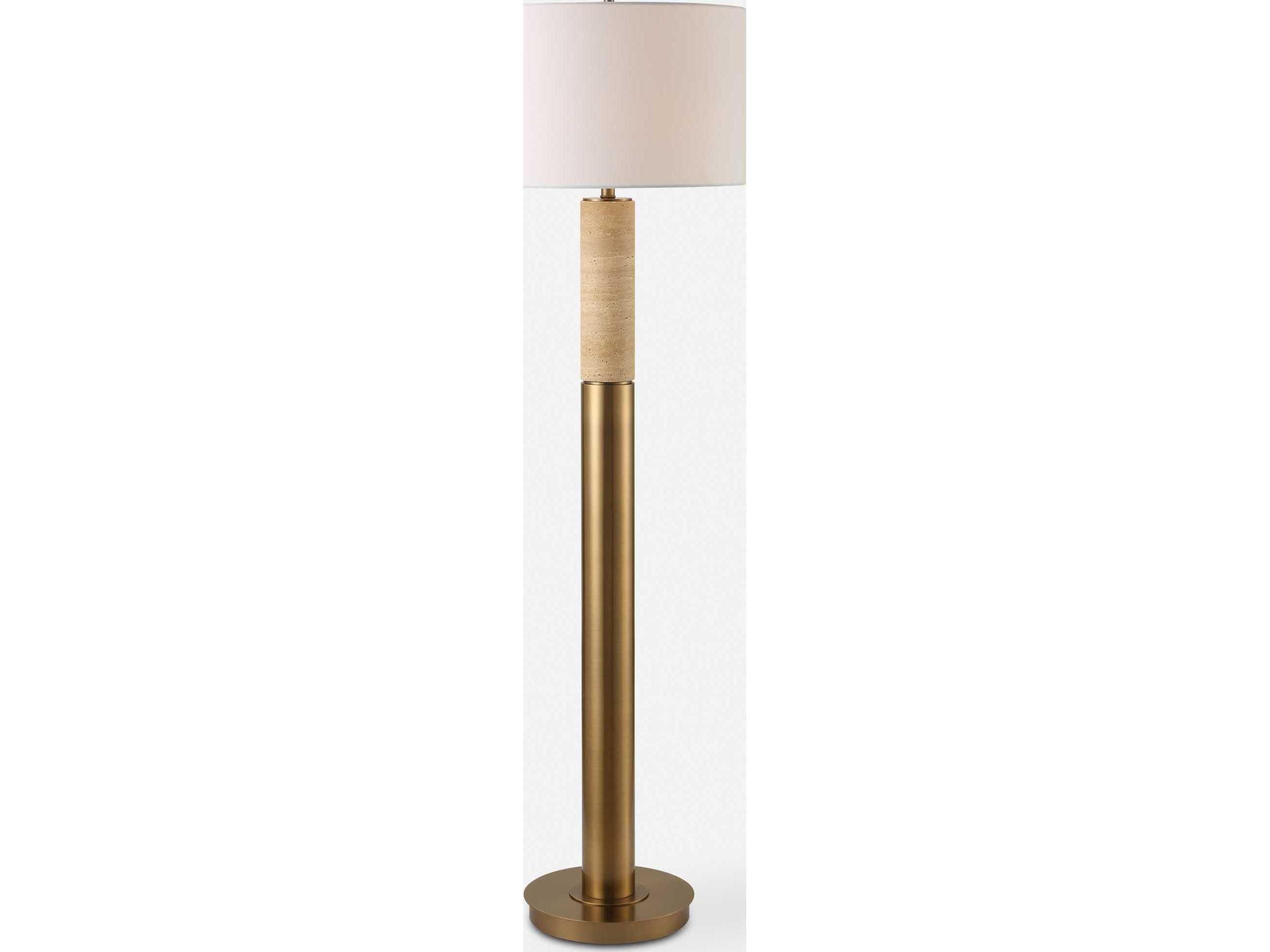 Knox Antique Brass Round Hardback Floor Lamp