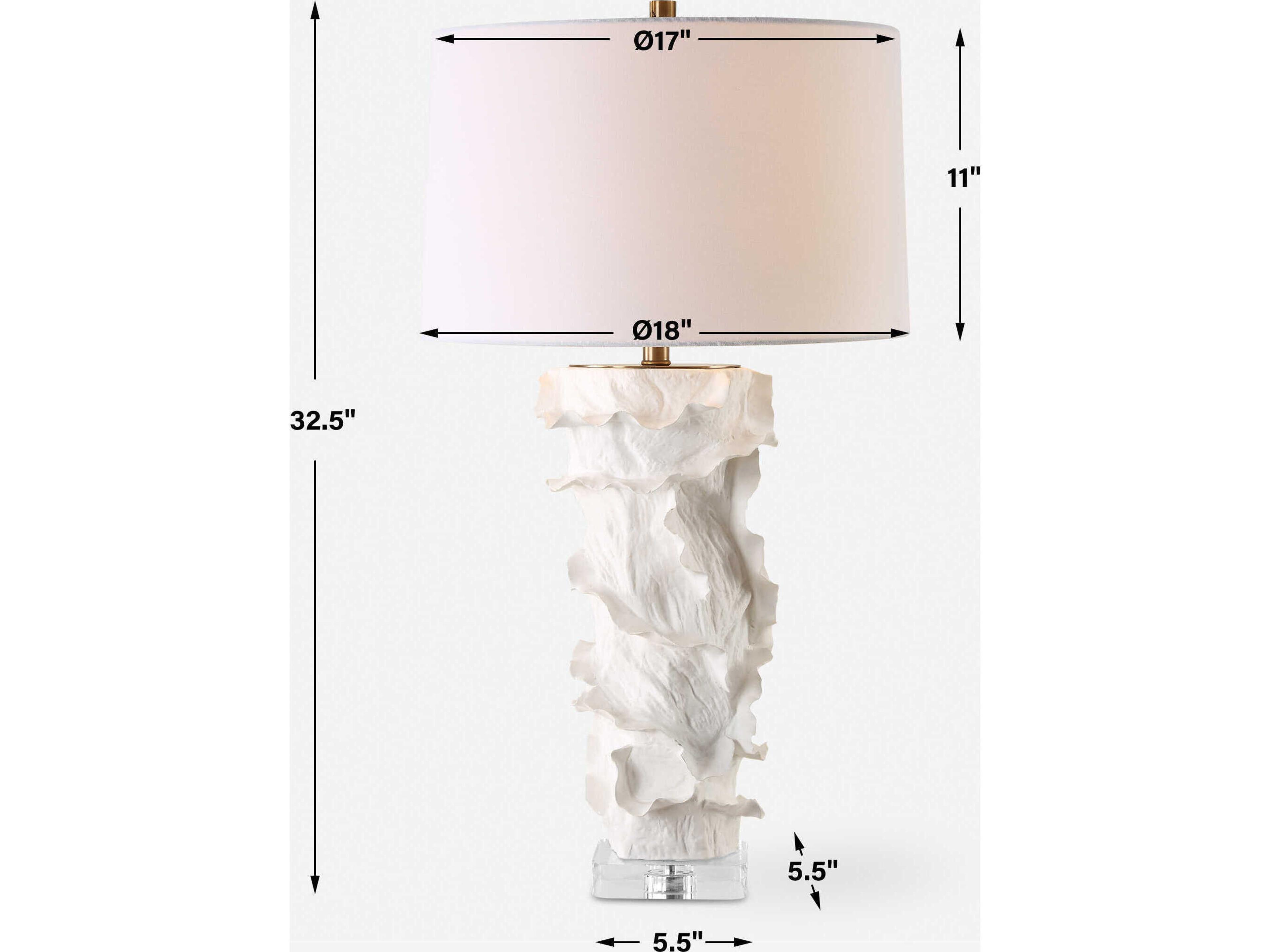 Uttermost Wisp Satin White Round Hardback Buffet Lamp